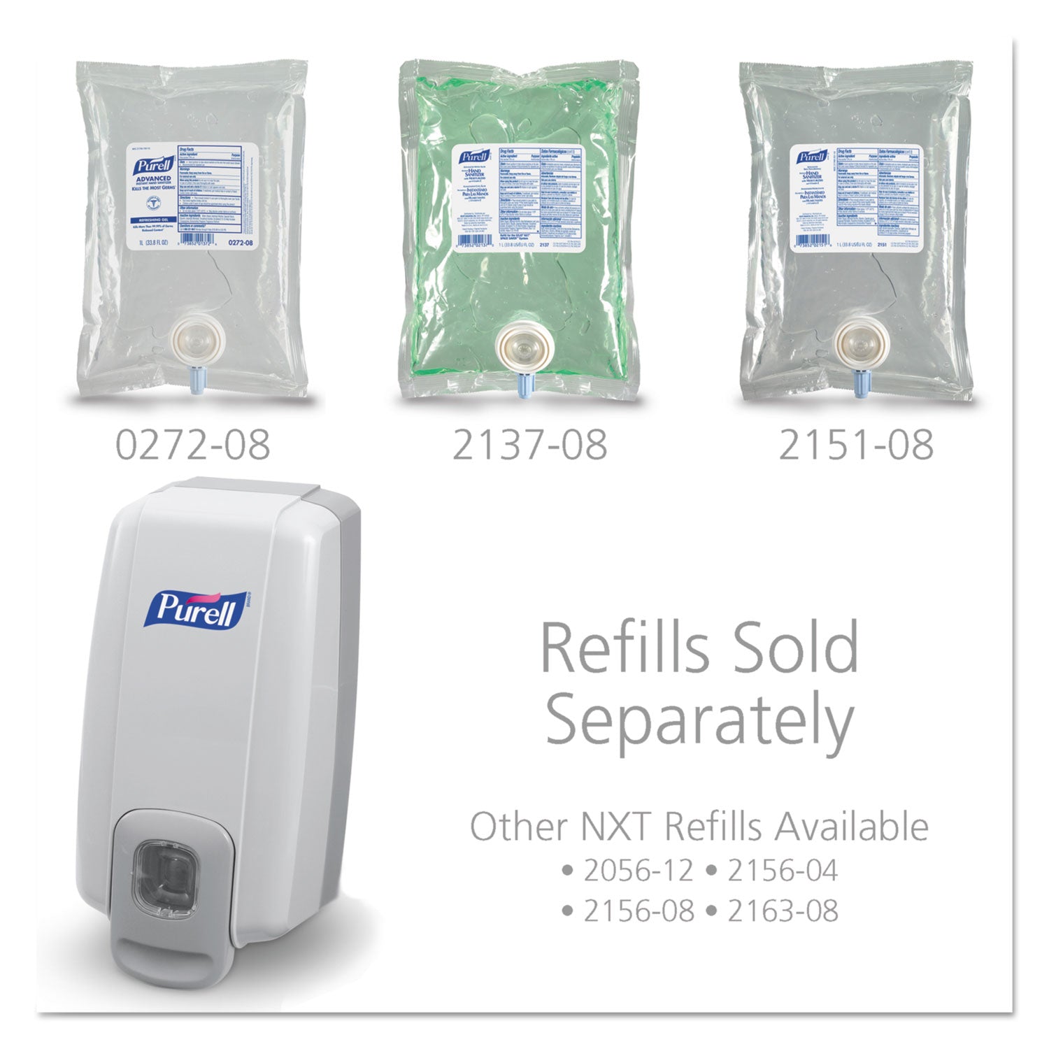 PURELL NXT SPACE SAVER Dispenser, 1,000 mL, 5.13 x 4 x 10, White/Gray