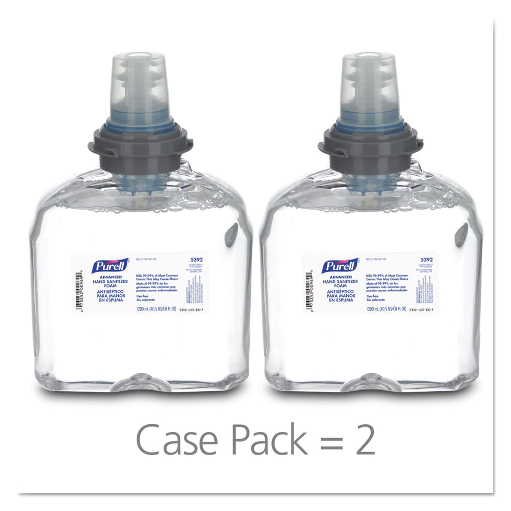 PURELL Advanced TFX Refill Instant Foam Hand Sanitizer, 1,200 mL, Unscented, 2/Caton