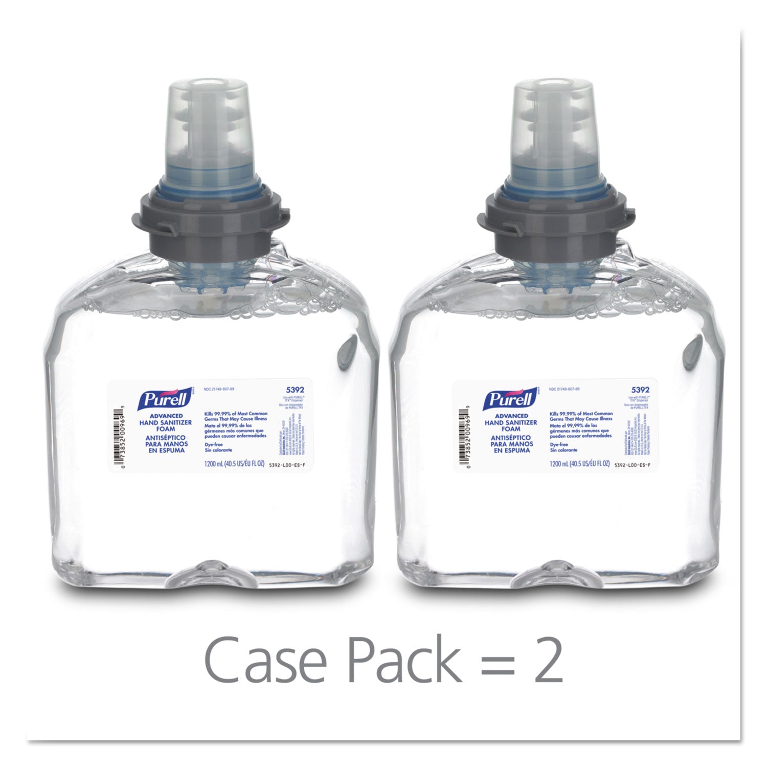 PURELL Advanced TFX Refill Instant Foam Hand Sanitizer, 1,200 mL, Unscented, 2/Caton
