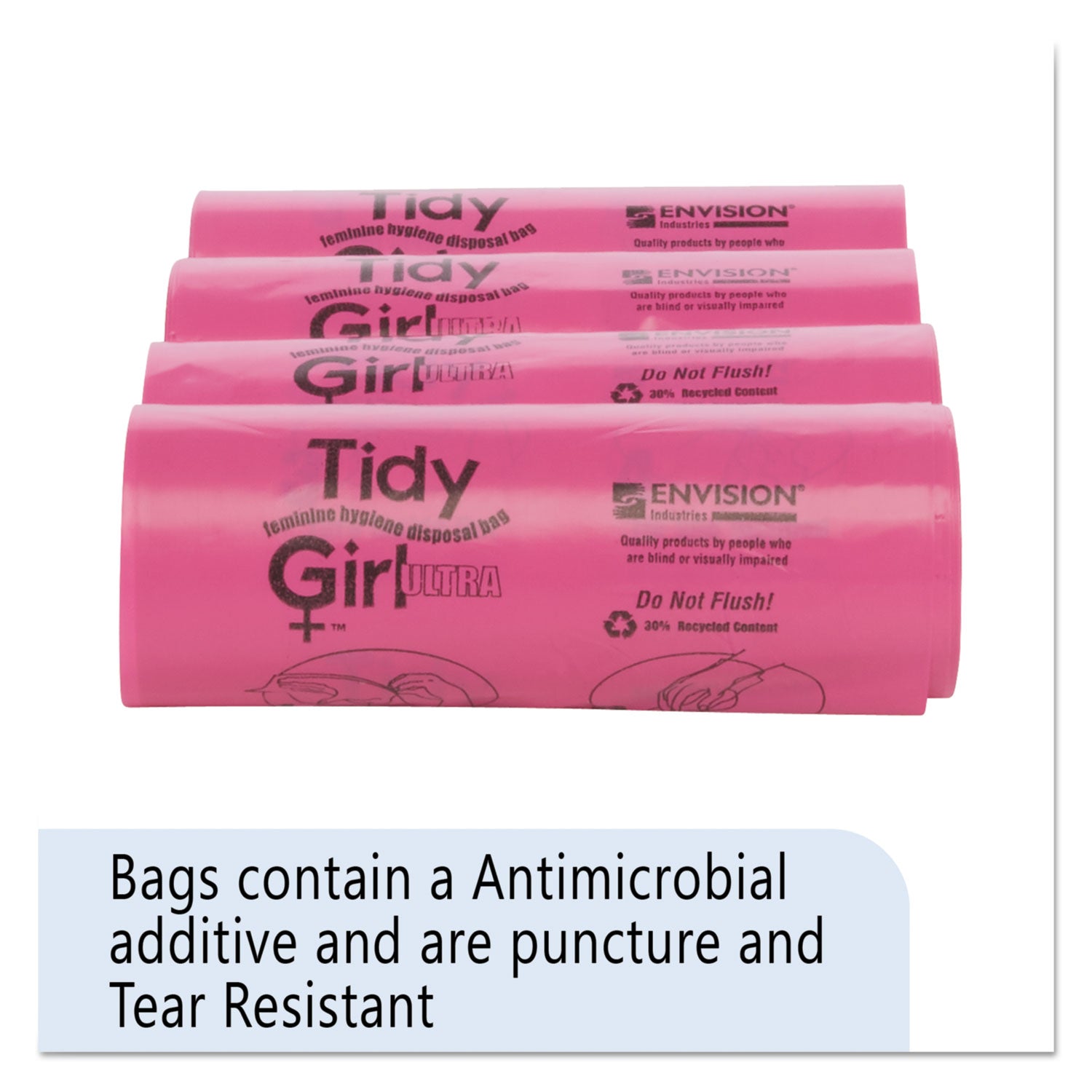 Tidy Girl Feminine Hygiene Sanitary Disposal Bags, 4" x 10", Natural, 600/Carton