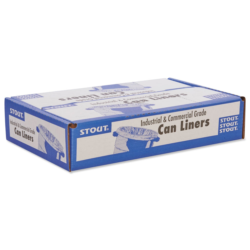 Stout Total Recycled Content Plastic Trash Bags, 45 gal, 1.5 mil, 40" x 48", Brown/Black, 100/Carton