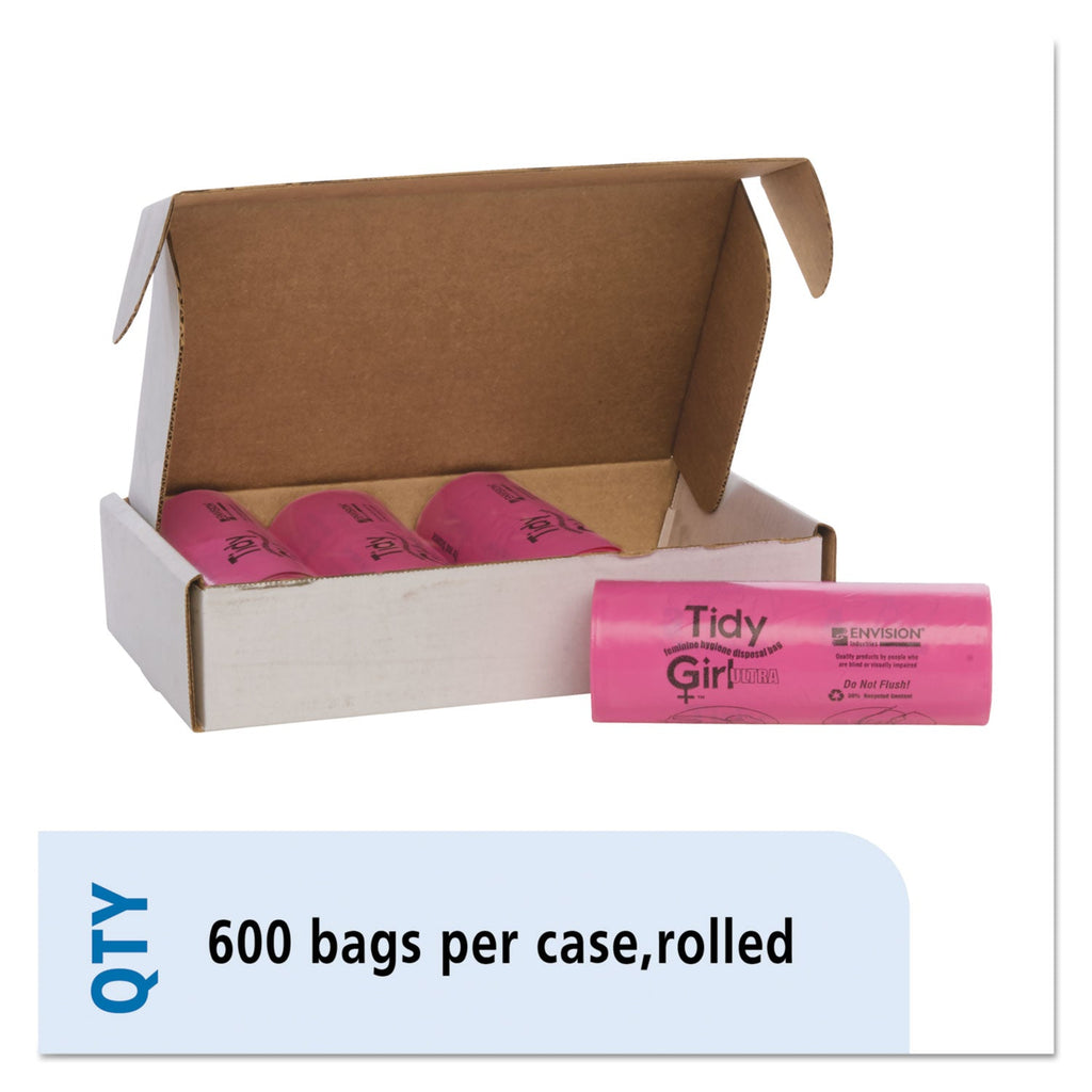 Tidy Girl Feminine Hygiene Sanitary Disposal Bags, 4" x 10", Natural, 600/Carton