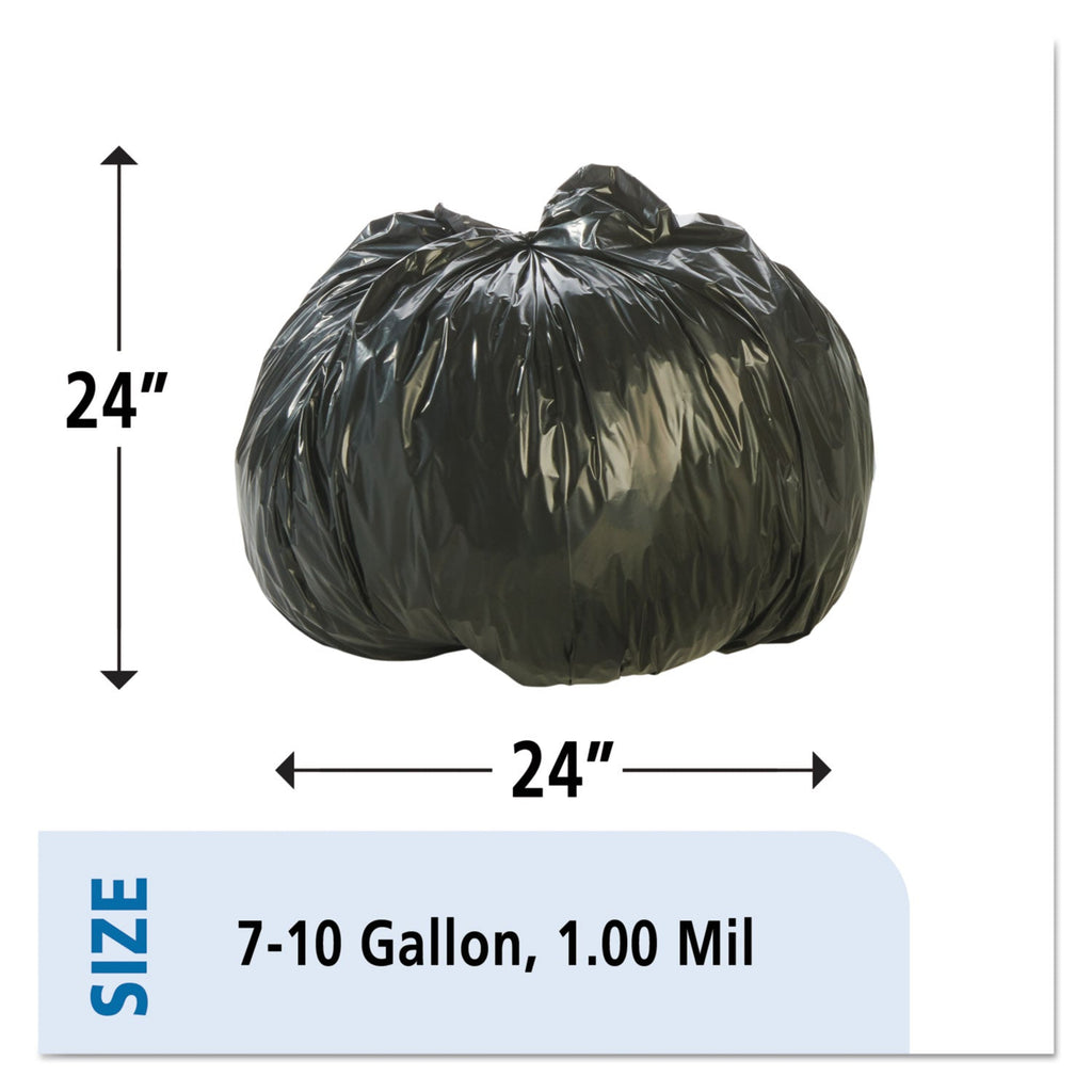 Stout Total Recycled Content Plastic Trash Bags, 10 gal, 1 mil, 24" x 24", Brown/Black, 250/Carton