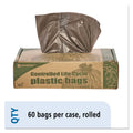 Stout Controlled Life-Cycle Plastic Trash Bags, 30 gal, 0.8 mil, 30" x 36", Brown, 60/Box