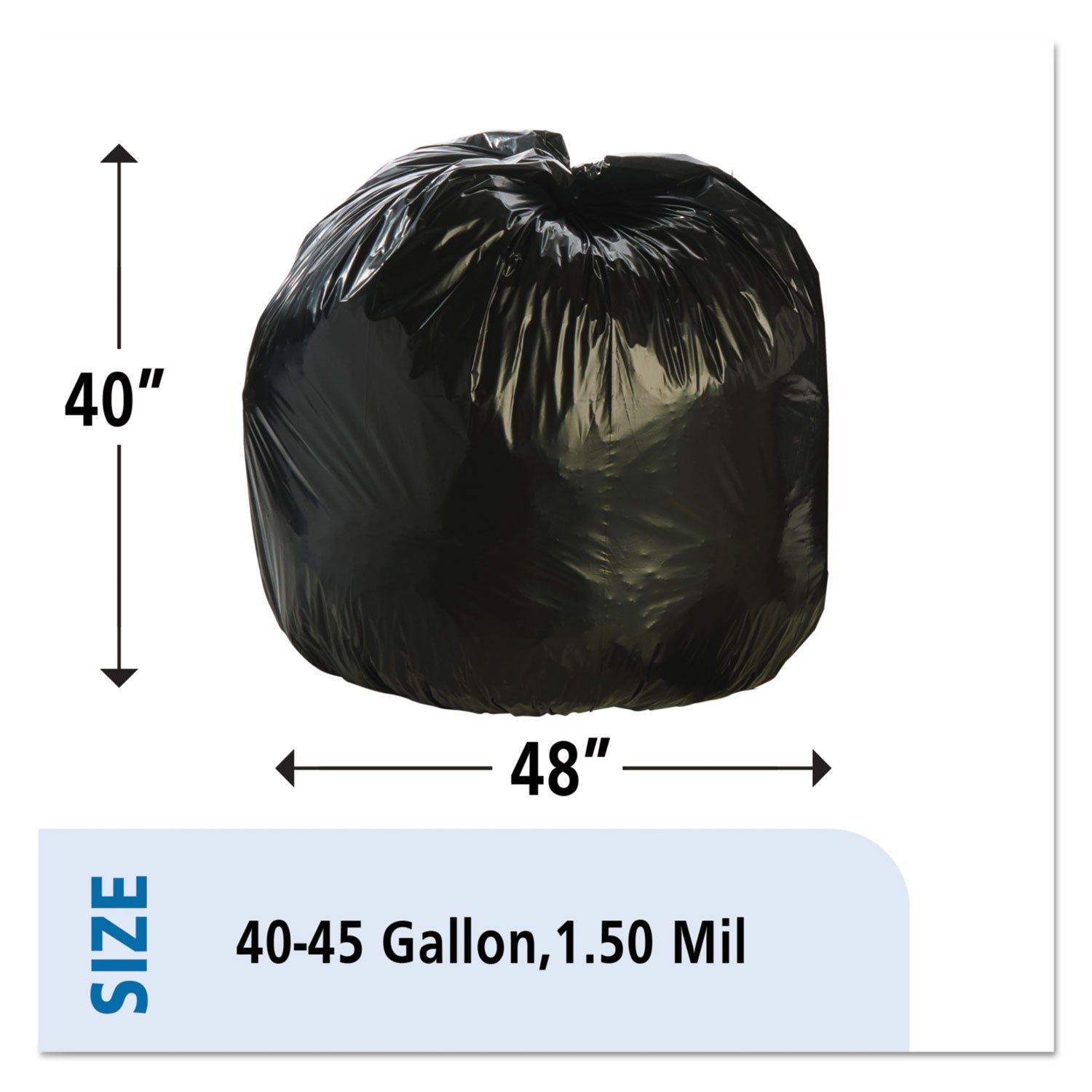 Stout Total Recycled Content Plastic Trash Bags, 45 gal, 1.5 mil, 40" x 48", Brown/Black, 100/Carton
