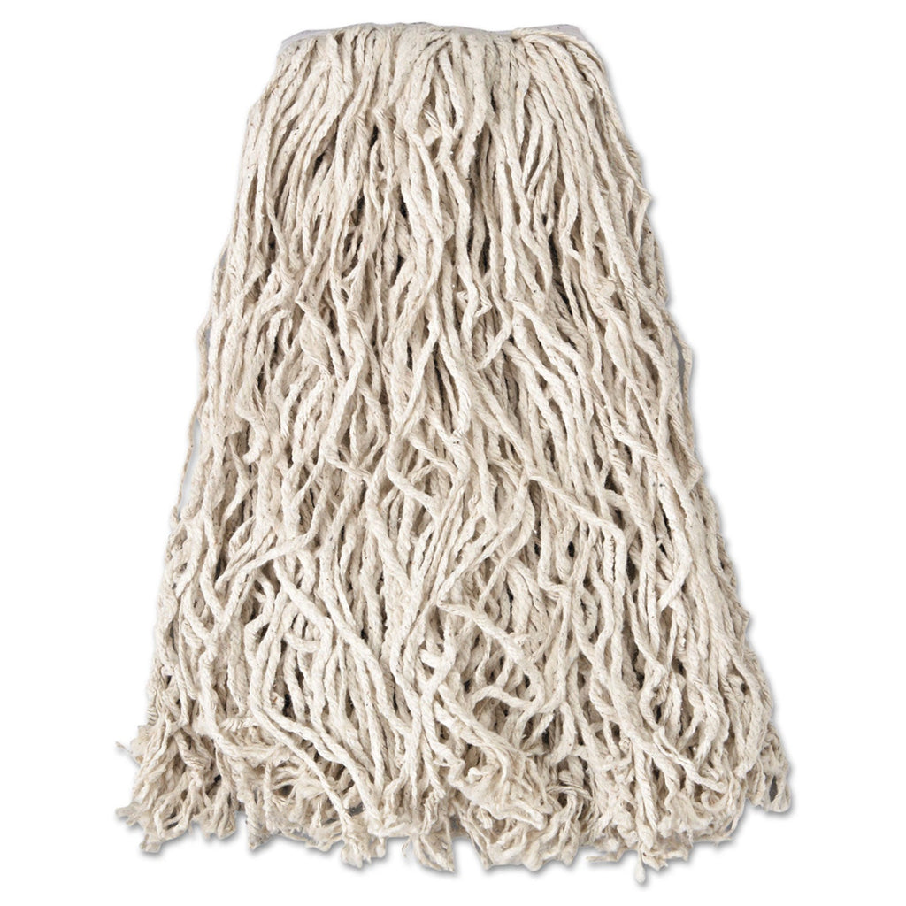 Rubbermaid Economy Cut-End Cotton Wet Mop Head, 20oz, 1" Band, White, 12/Carton
