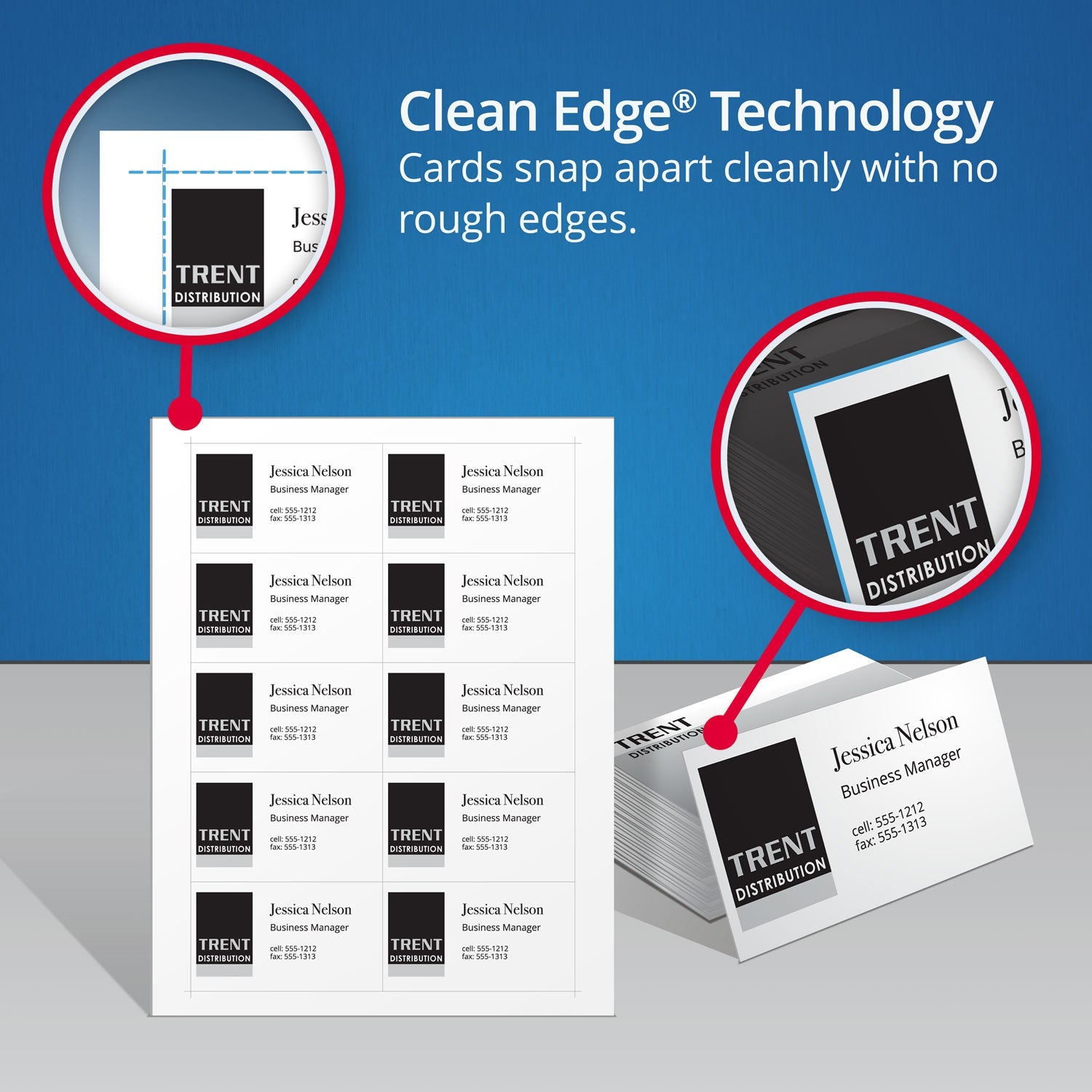 Avery True Print Clean Edge Business Cards, Inkjet, 2 x 3.5, White, 400 Cards, 10 Cards/Sheet, 40 Sheets/Box
