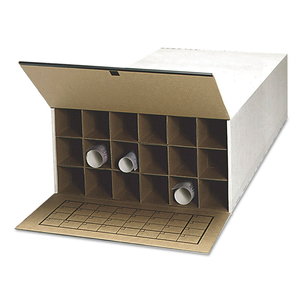 Safco Tube-Stor Fiberboard Files, Blueprints/Roll Files, 24" x 37.5" x 12", White, 2/Carton