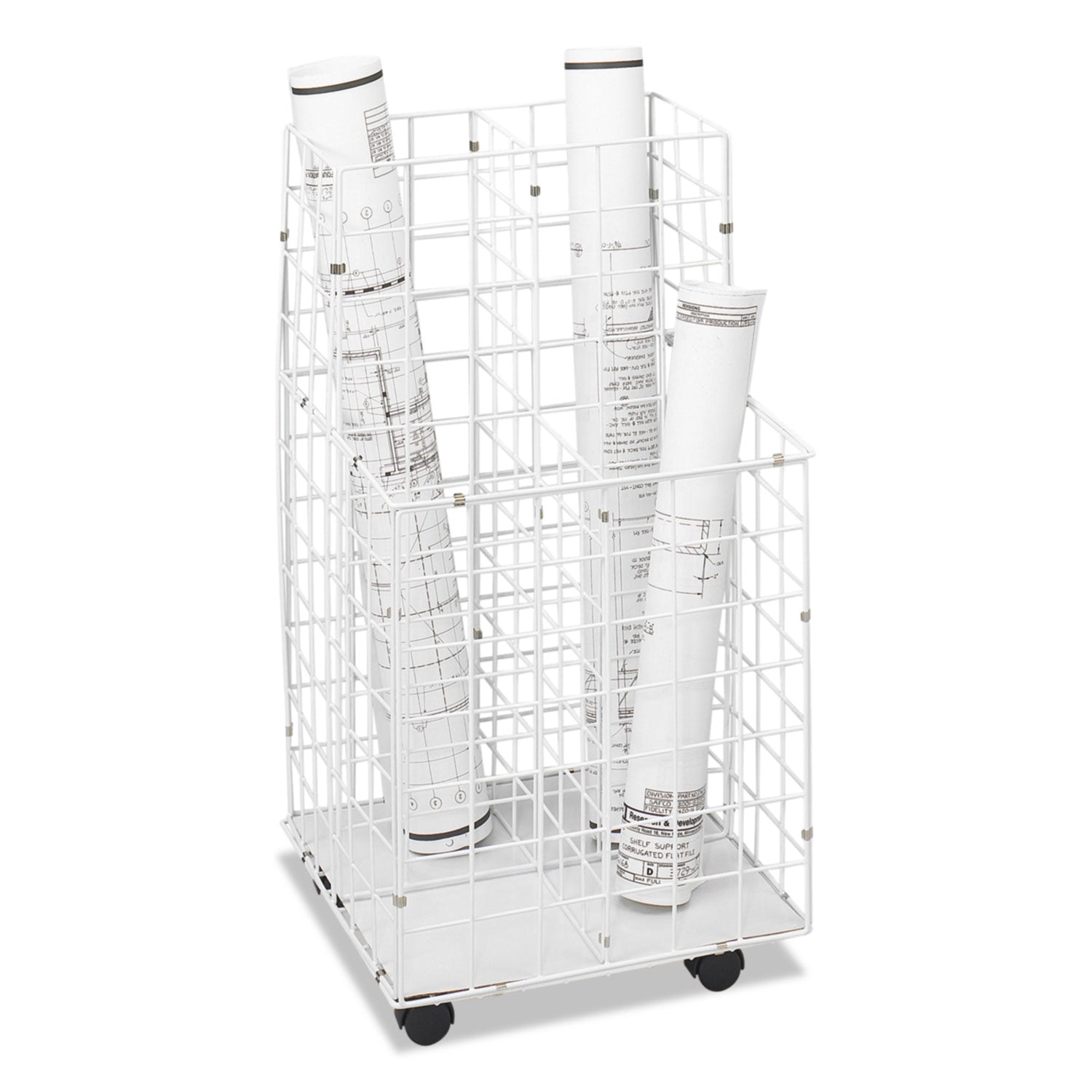 Safco Wire Roll Files, 4 Compartments, 16.25w x 16.5d x 30.5h, White