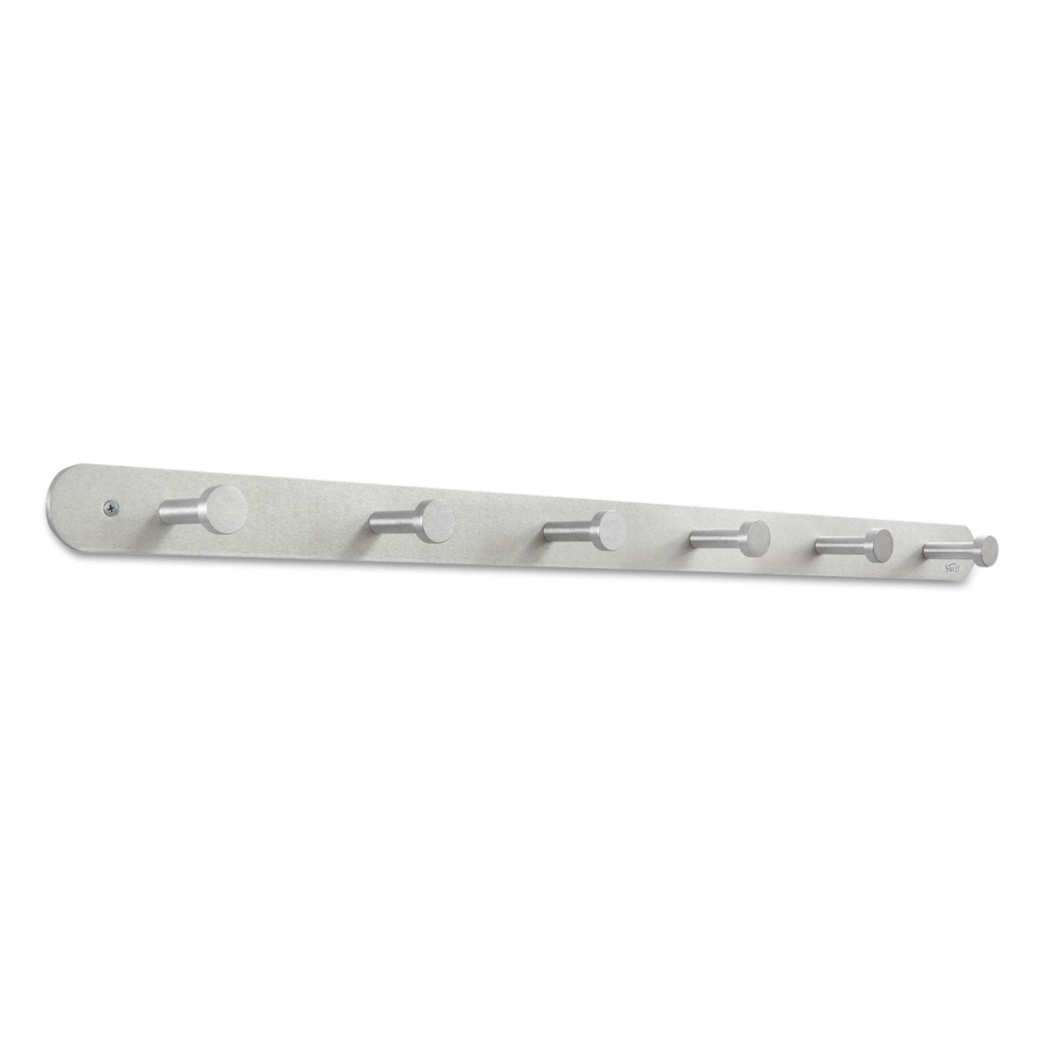 Safco Nail Head Wall Coat Rack, Six Hooks, Metal, 36w x 2.75d x 2h, Satin