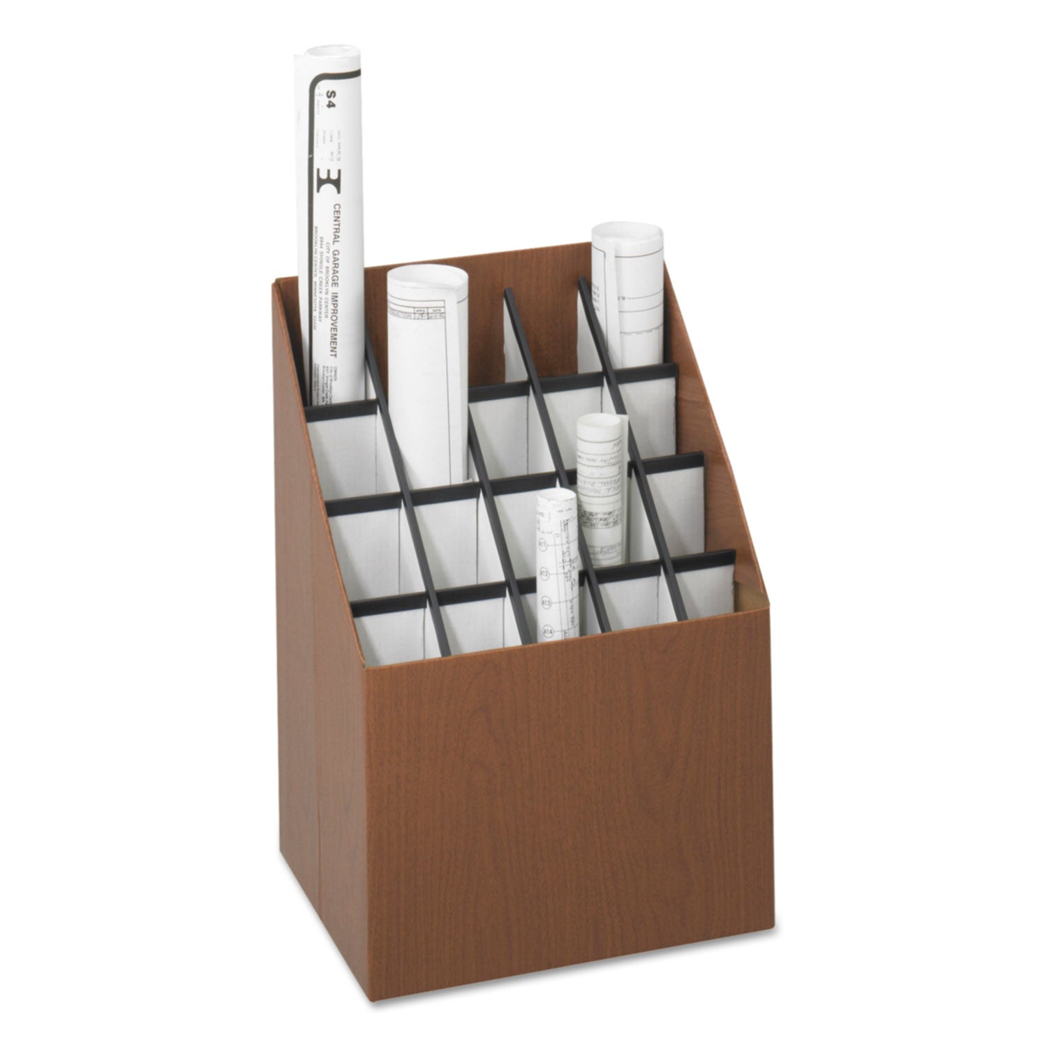 Safco Corrugated Roll Files, 20 Compartments, 15w x 12d x 22h, Woodgrain