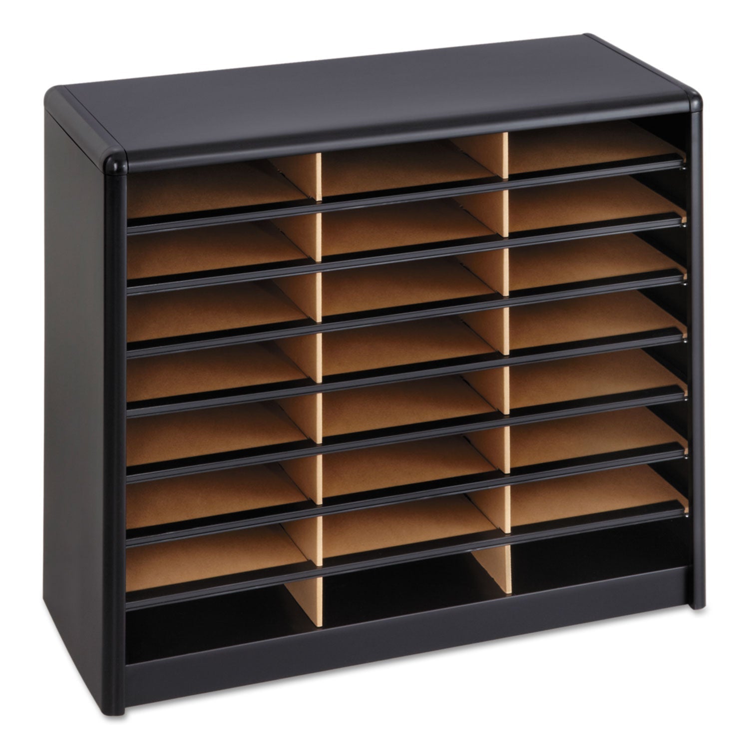 Safco Steel/Fiberboard Literature Sorter, 24 Compartments, 32.25 x 13.5 x 25.75, Black
