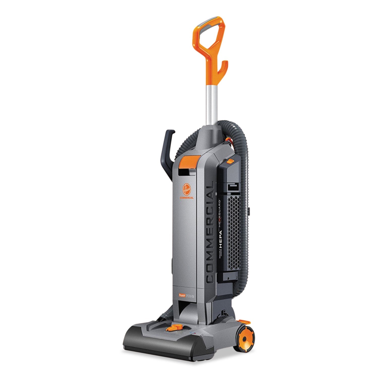 Hoover HushTone Vacuum Cleaner with Intellibelt, 13" Cleaning Path, Gray/Orange