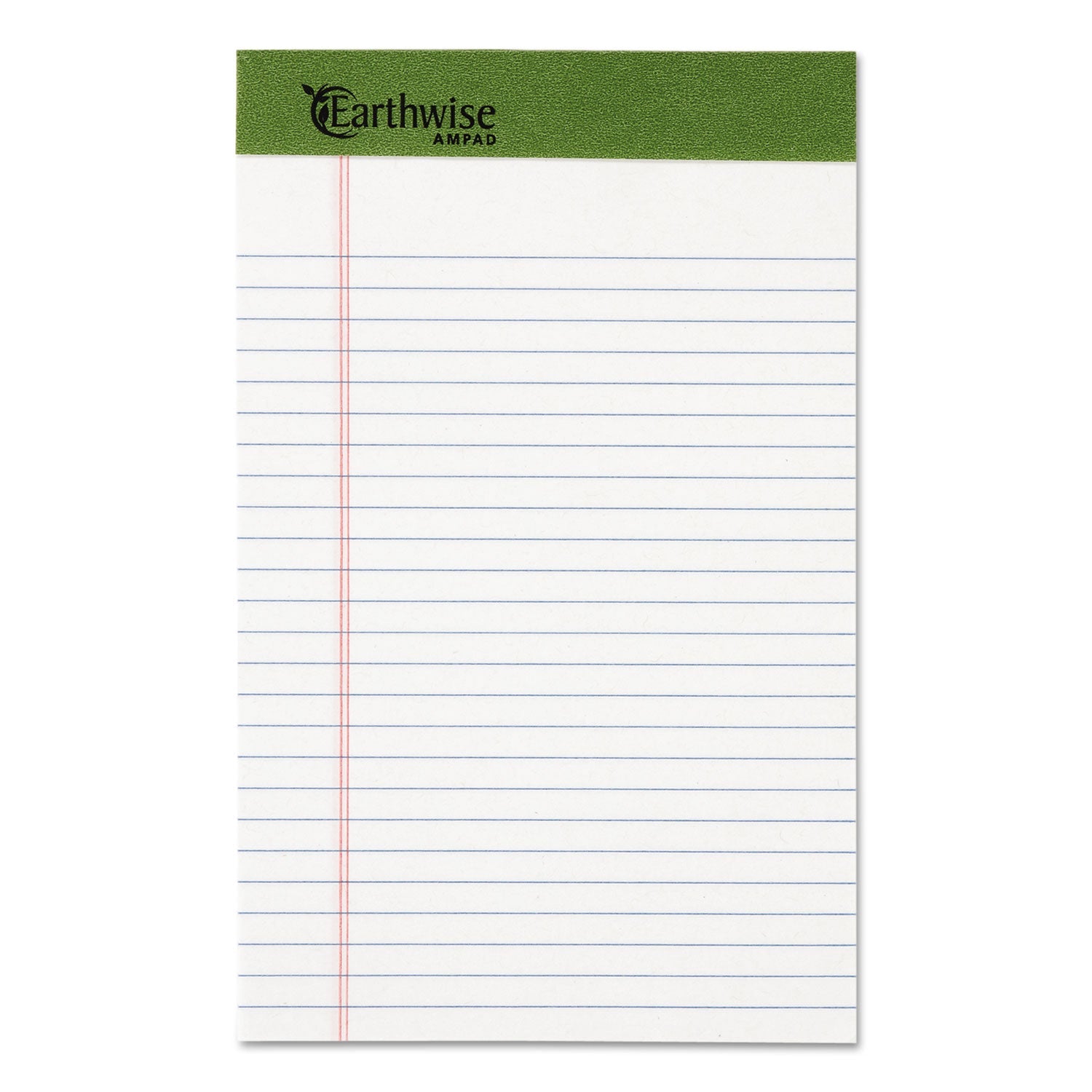 Ampad Earthwise by Ampad Recycled Writing Pad, Narrow Rule, Politex Green Headband, 50 White 5 x 8 Sheets, Dozen