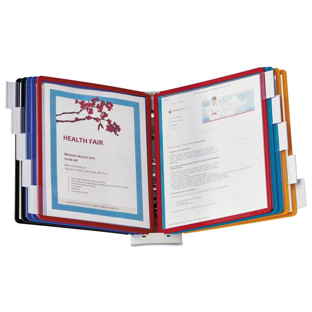 Durable Sherpa Wall-Mount Reference System, 10 Gray Panels, Letter, Assorted Borders