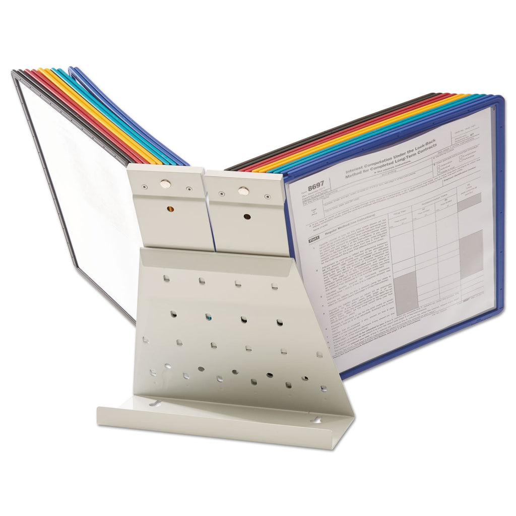 Durable VARIO Reference Desktop System, 10 Panels, Assorted Borders and Panels