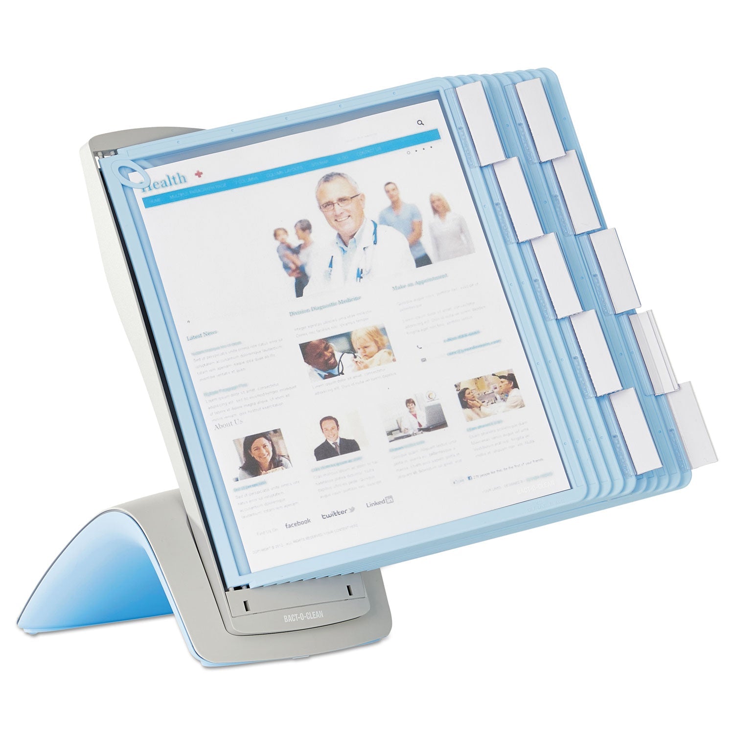 Durable SHERPA Style Desk-Mount Reference System, 10 Panel, 20 Sheet Capacity, Blue/Gray