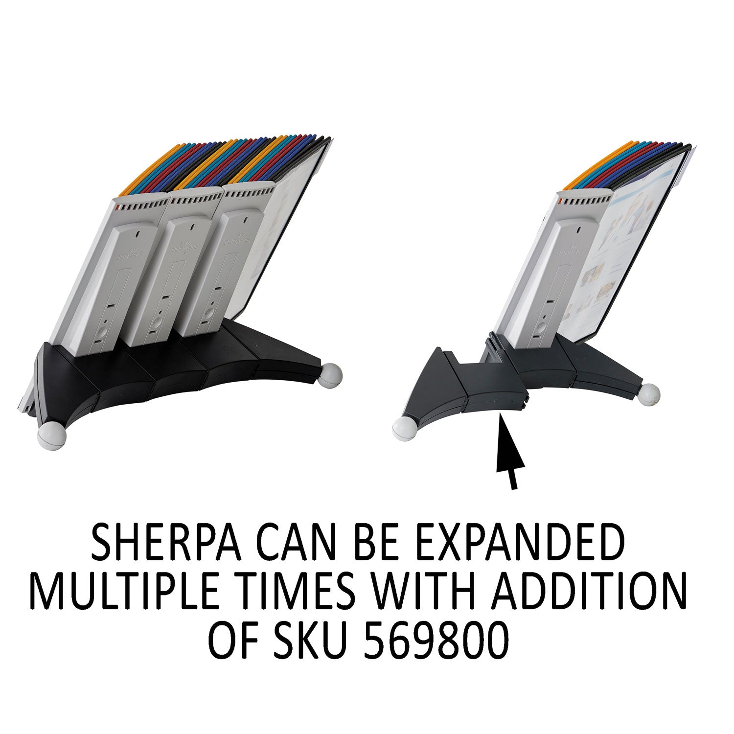 Durable SHERPA Desk Reference System, 10 Panels, 10 x 5.63 x 13.88, Assorted Borders