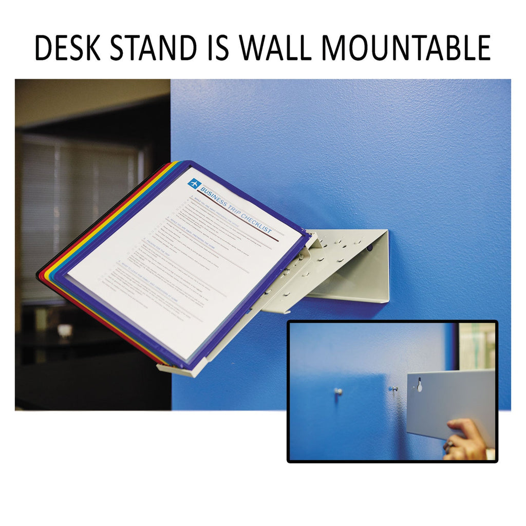 Durable VARIO Reference Desktop System, 10 Panels, Assorted Borders and Panels