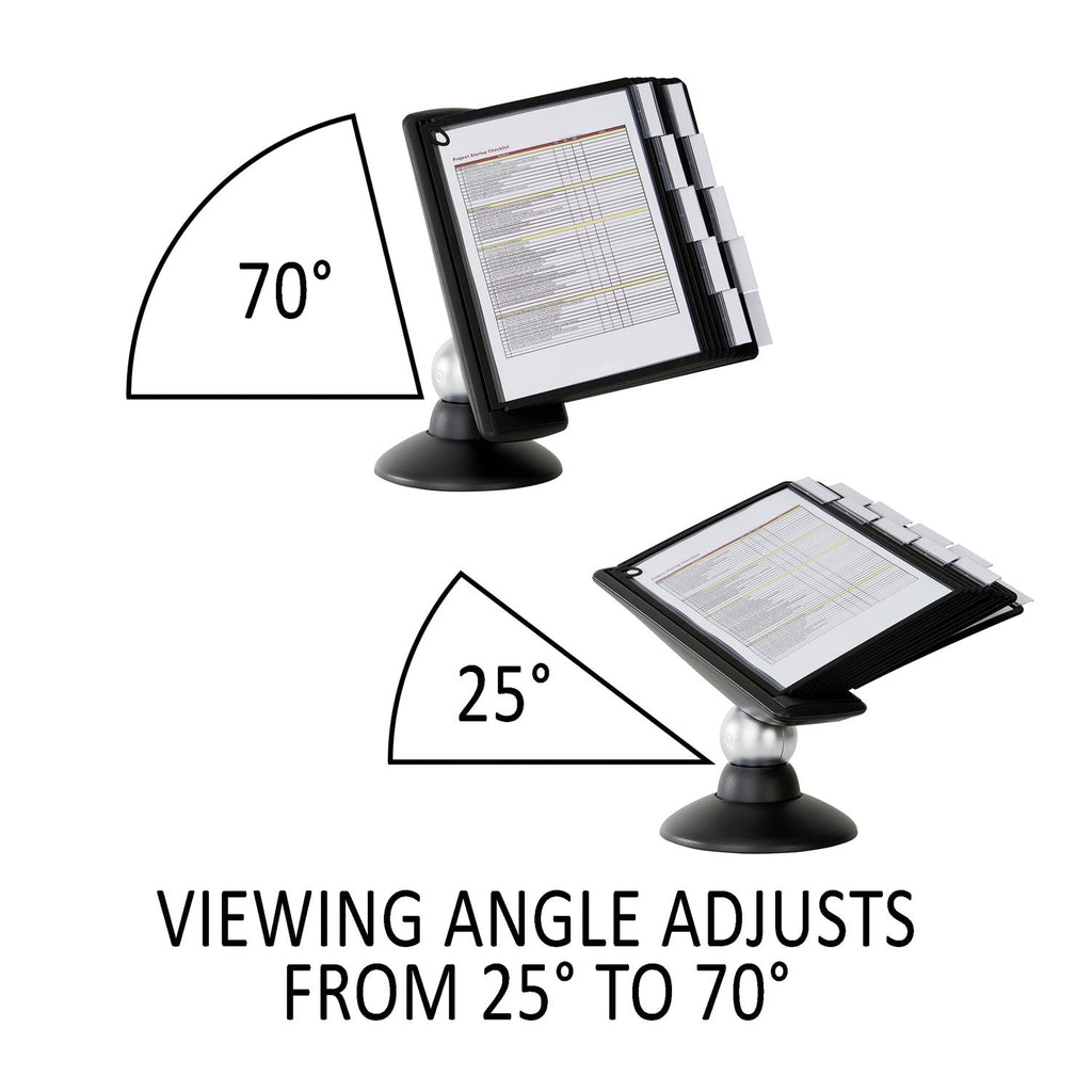 Durable SHERPA Motion Desk Reference System, 10 Panels, Black Borders