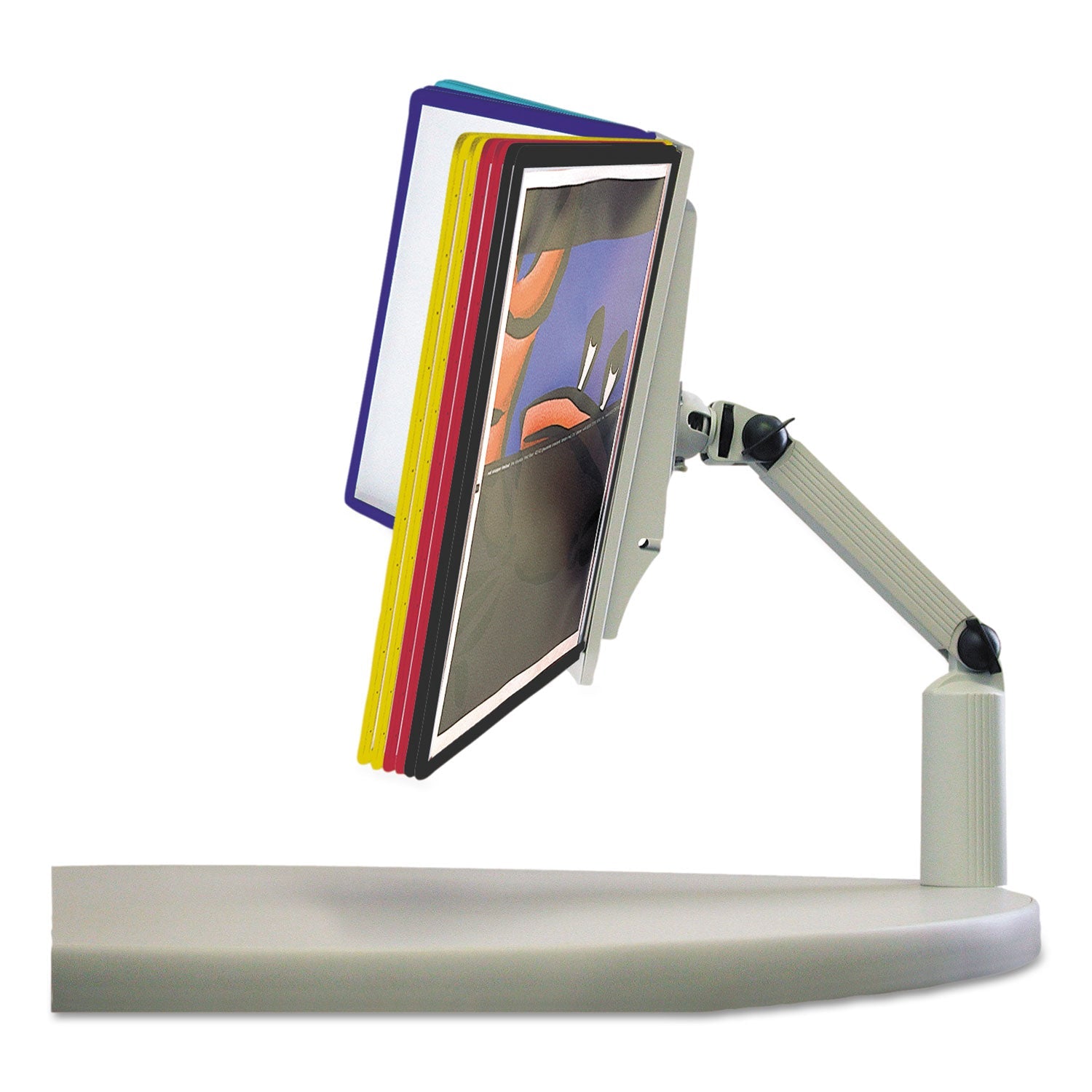 Durable SHERPA Swivel Arm Reference System, 10 Panels, 10.5 x 11 x 12.75, Assorted Borders