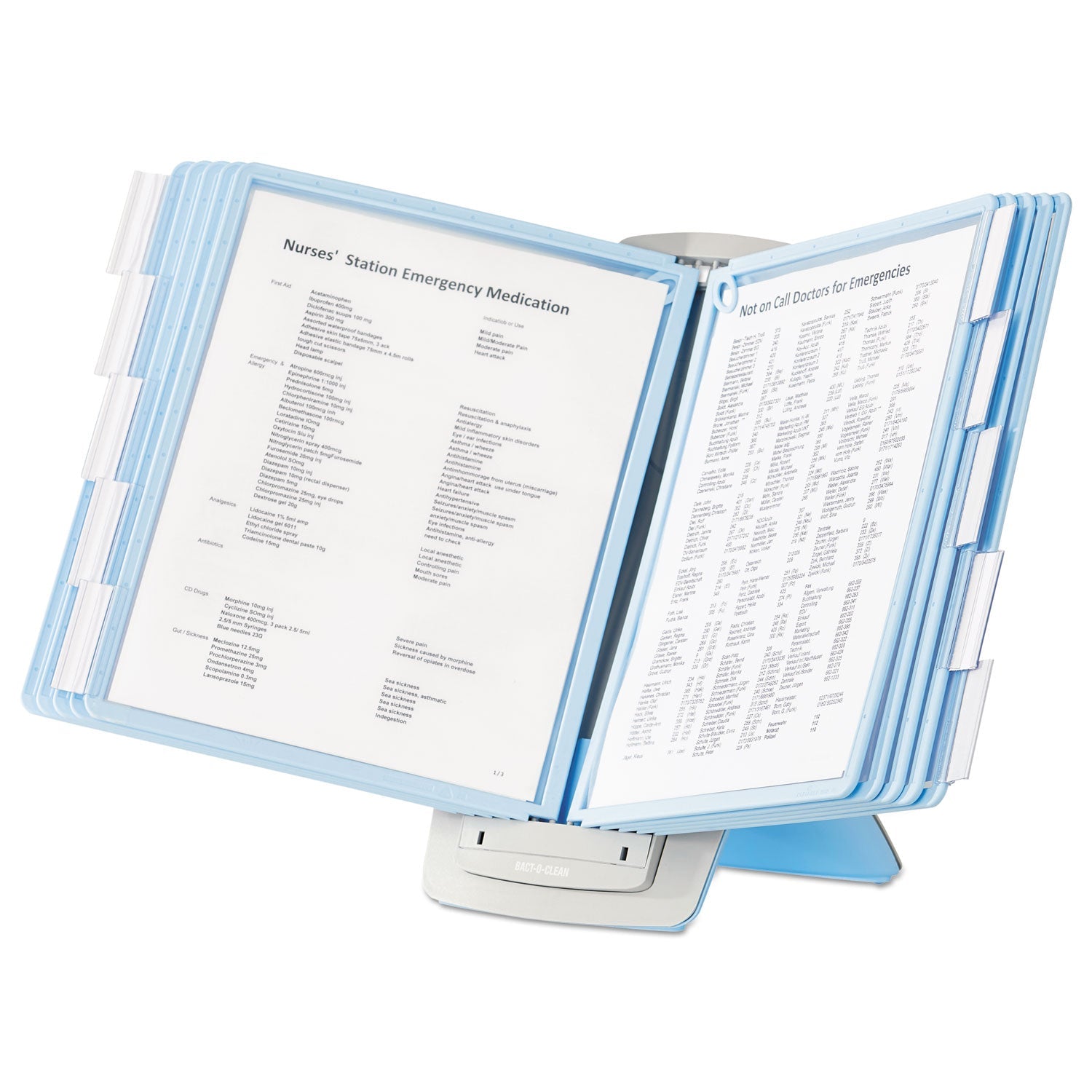 Durable SHERPA Style Desk-Mount Reference System, 10 Panel, 20 Sheet Capacity, Blue/Gray