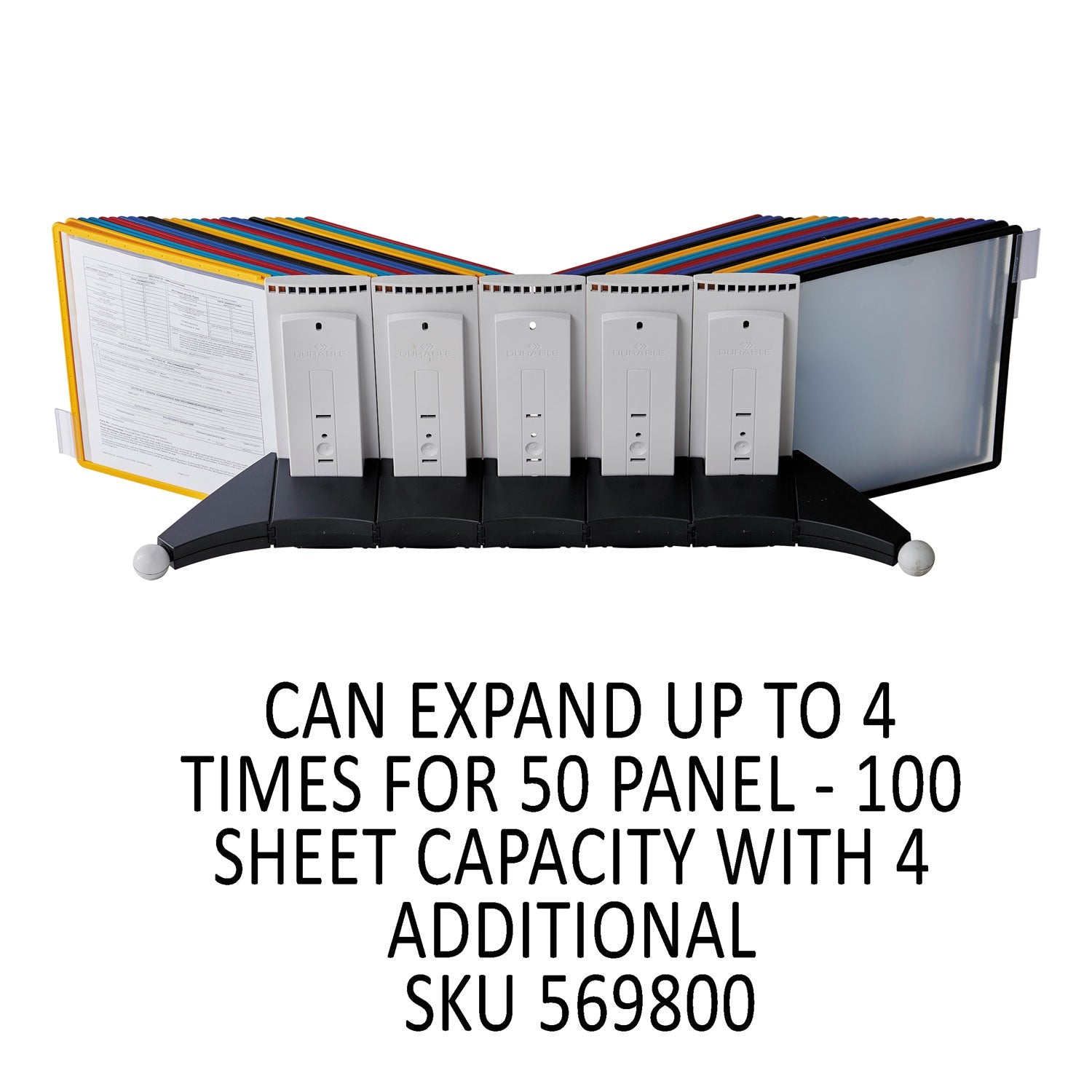 Durable SHERPA Desk Reference System, 10 Panels, 10 x 5.63 x 13.88, Assorted Borders