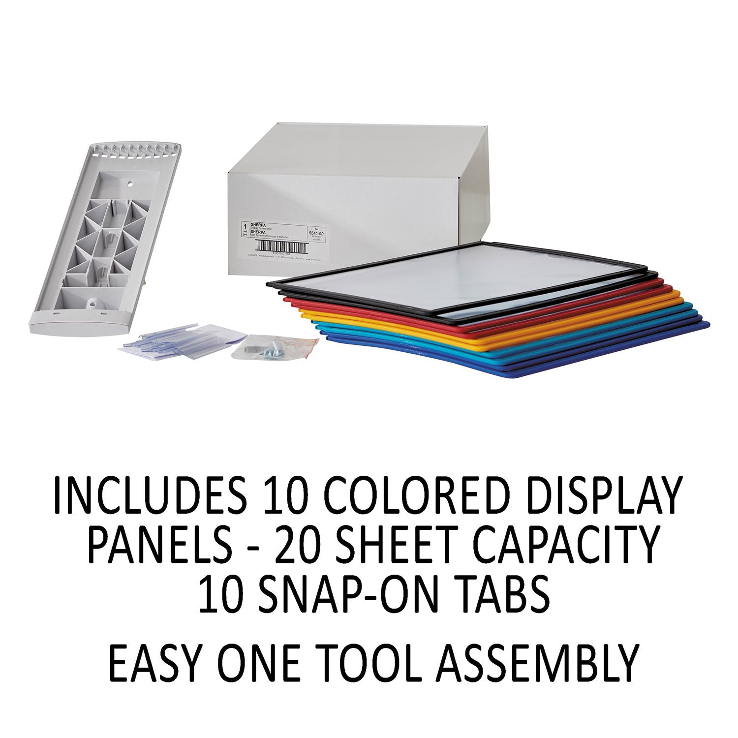Durable Sherpa Wall-Mount Reference System, 10 Gray Panels, Letter, Assorted Borders