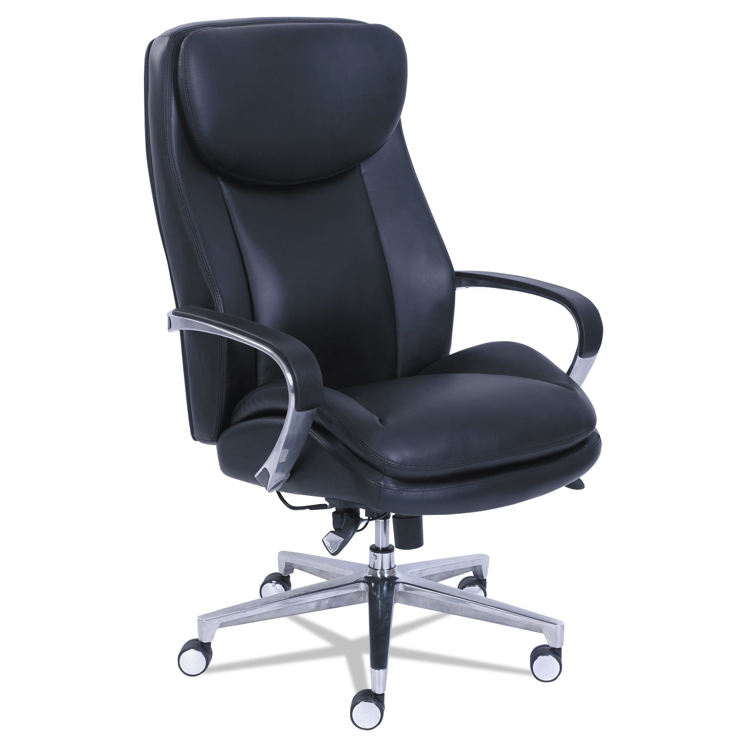 La-Z-Boy Commercial 2000 Big/Tall Executive Chair, Lumbar, Supports 400 lb, 20.25" to 23.25" Seat Height, Black Seat/Back, Silver Base