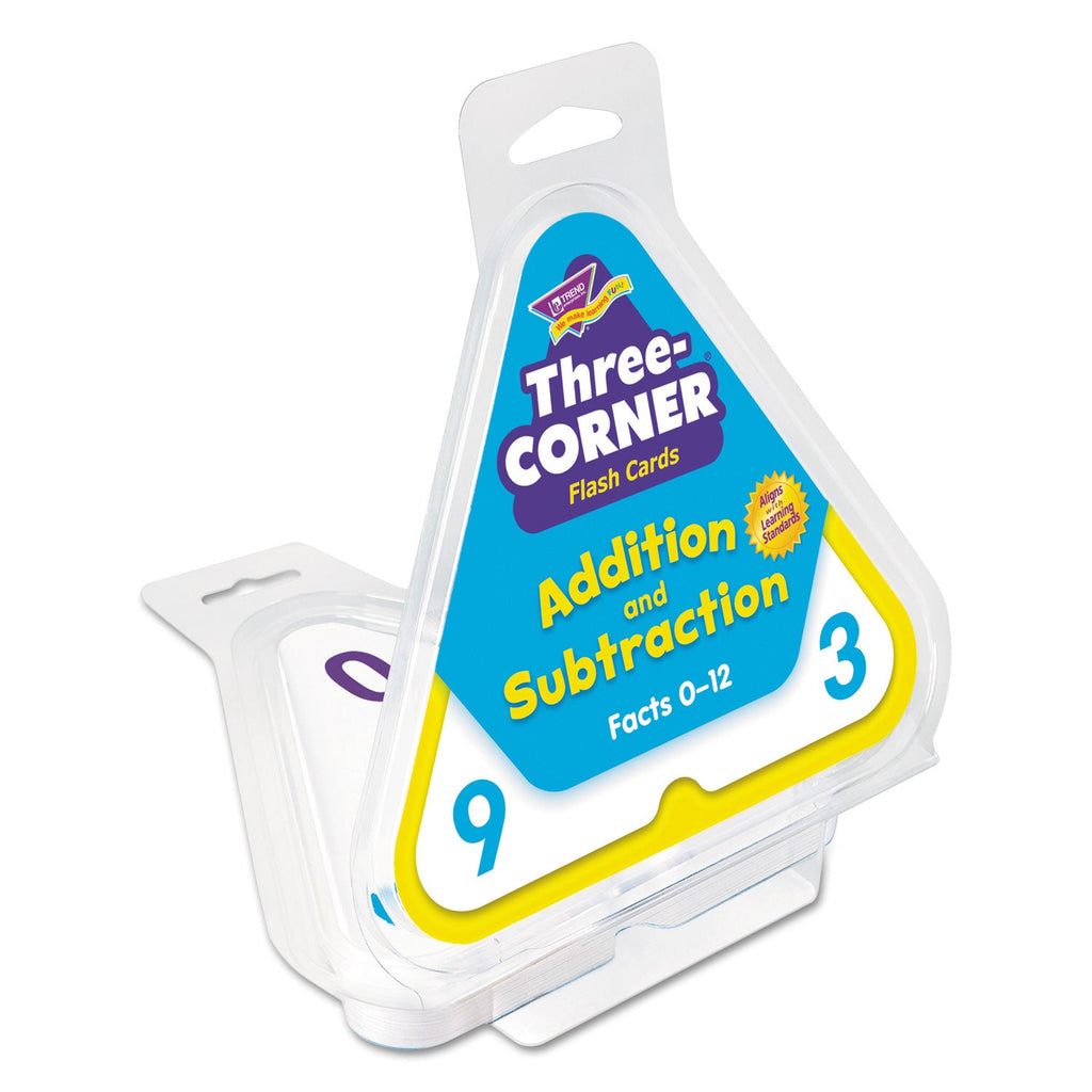 TREND Three-Corner Flash Cards, Addition/Subtraction, 5.5 x 5.5, 48/Set