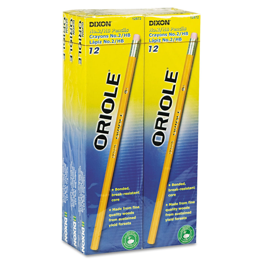 Dixon Oriole Pencil, HB (#2), Black Lead, Yellow Barrel, 72/Pack