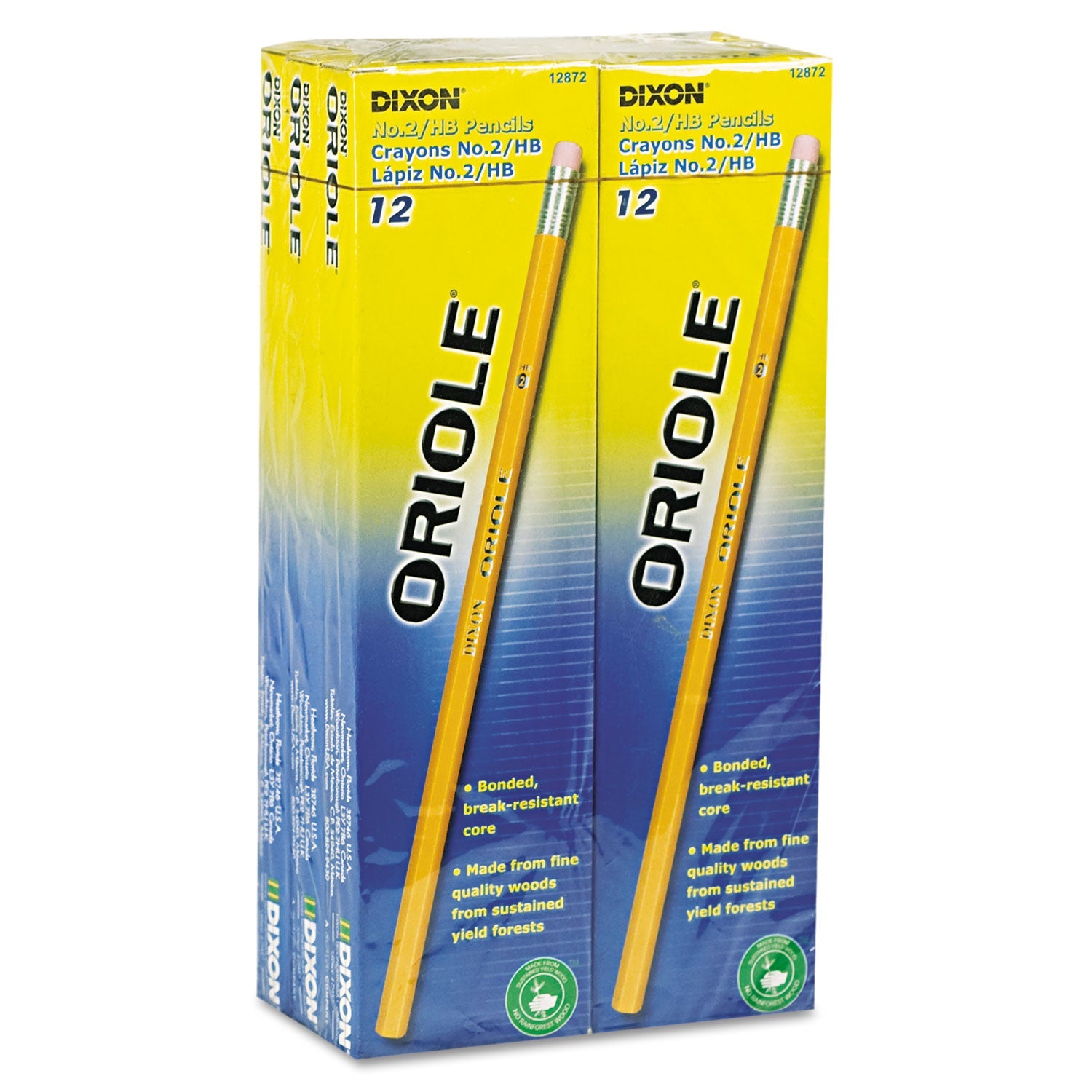 Dixon Oriole Pencil, HB (#2), Black Lead, Yellow Barrel, 72/Pack