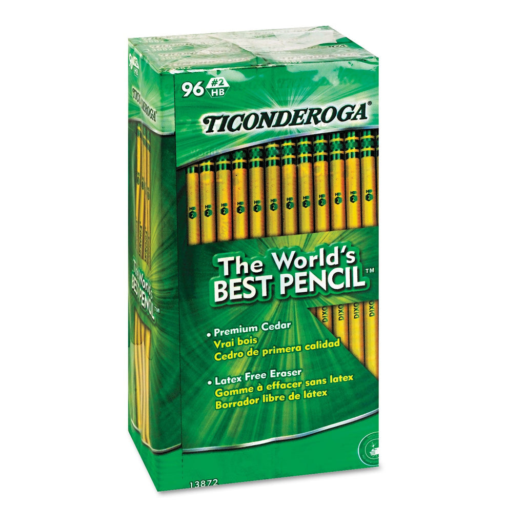 Ticonderoga Pencils, HB (#2), Black Lead, Yellow Barrel, 96/Pack