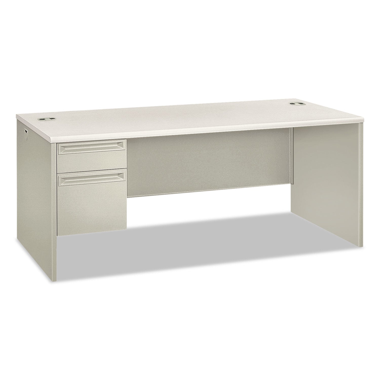 HON 38000 Series Left Pedestal Desk, 72" x 36" x 30", Light Gray/Silver