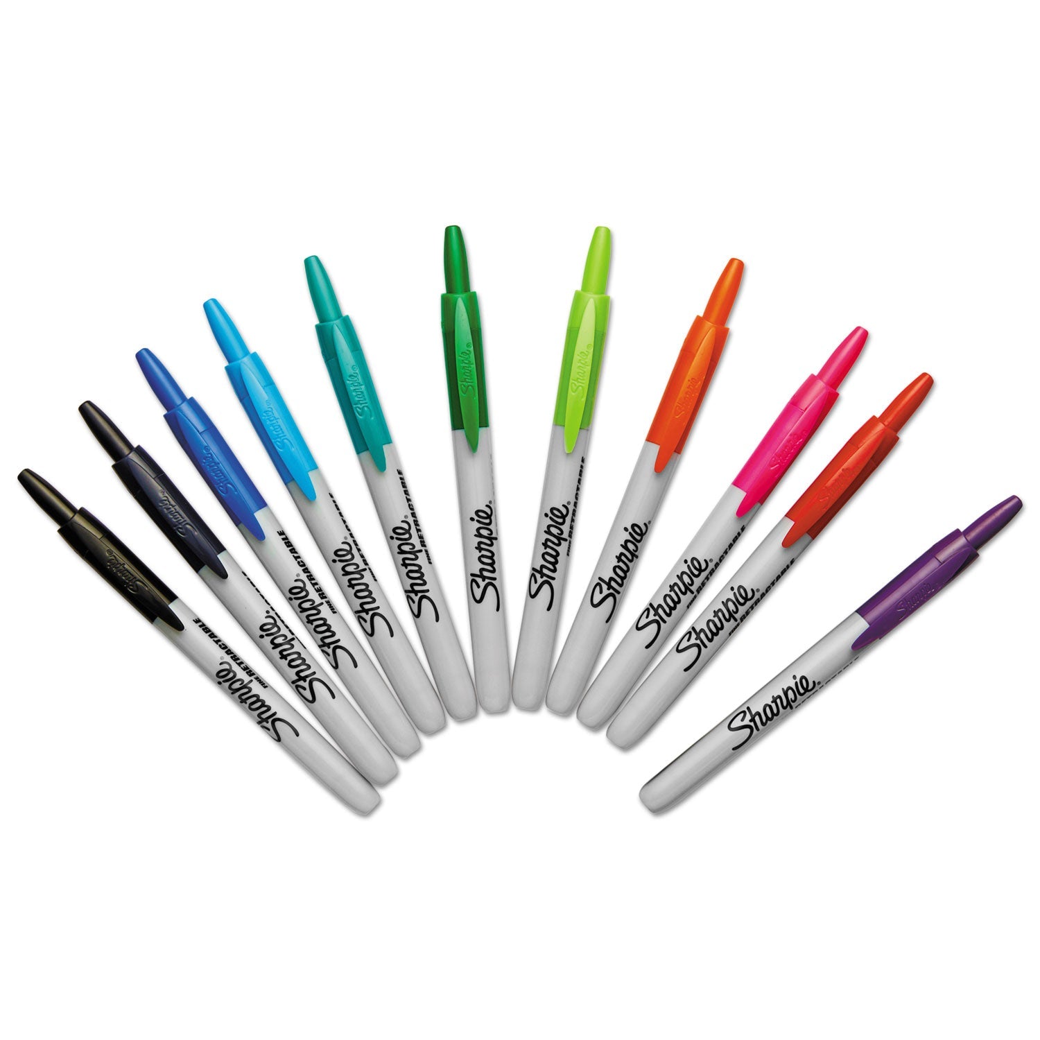Sharpie Retractable Permanent Marker, Fine Bullet Tip, Assorted Colors, 12/Set