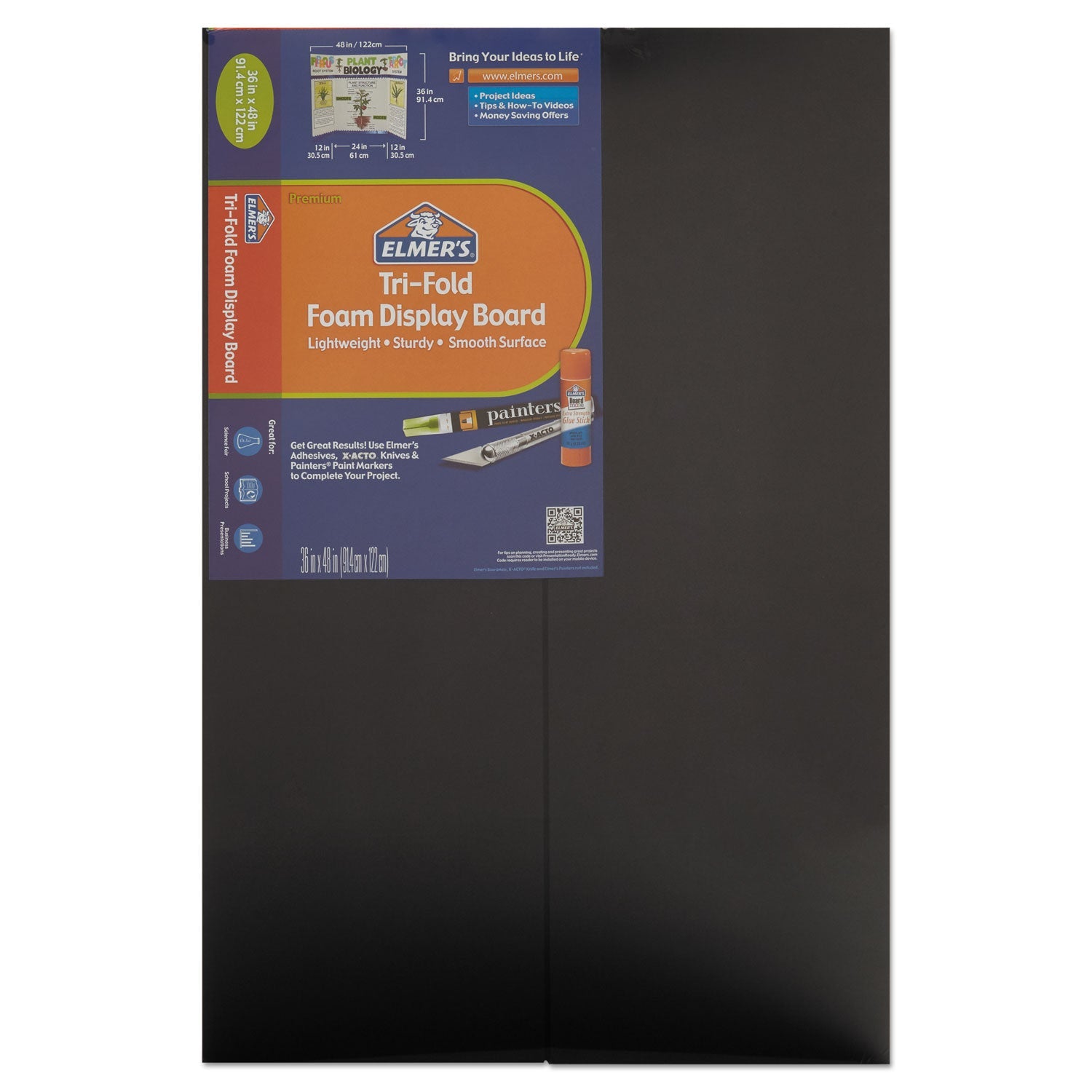 Elmer's CFC-Free Polystyrene Foam Premium Display Board, 24 x 36, Black, 12/Carton