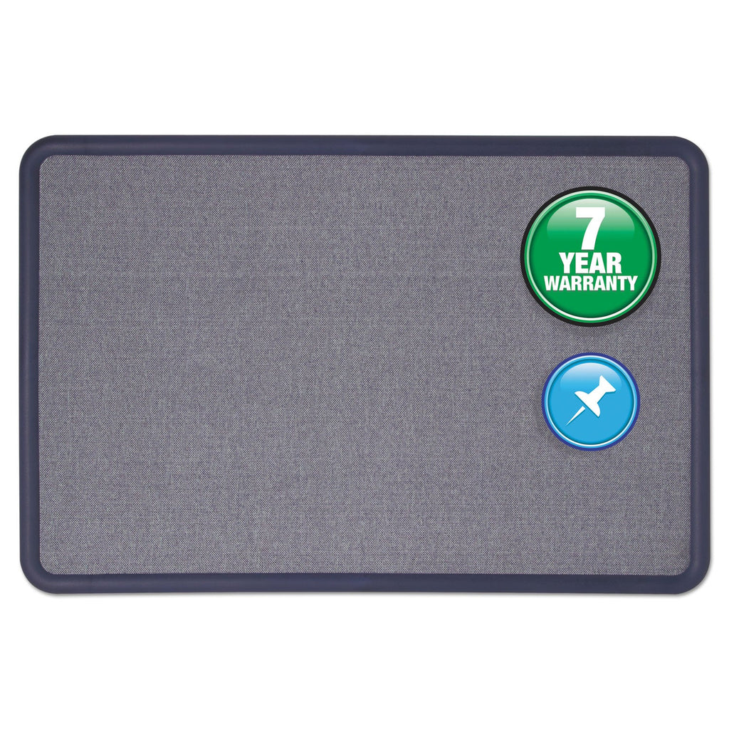 Quartet Contour Fabric Bulletin Board, 36 x 24, Light Blue, Plastic Navy Blue Frame