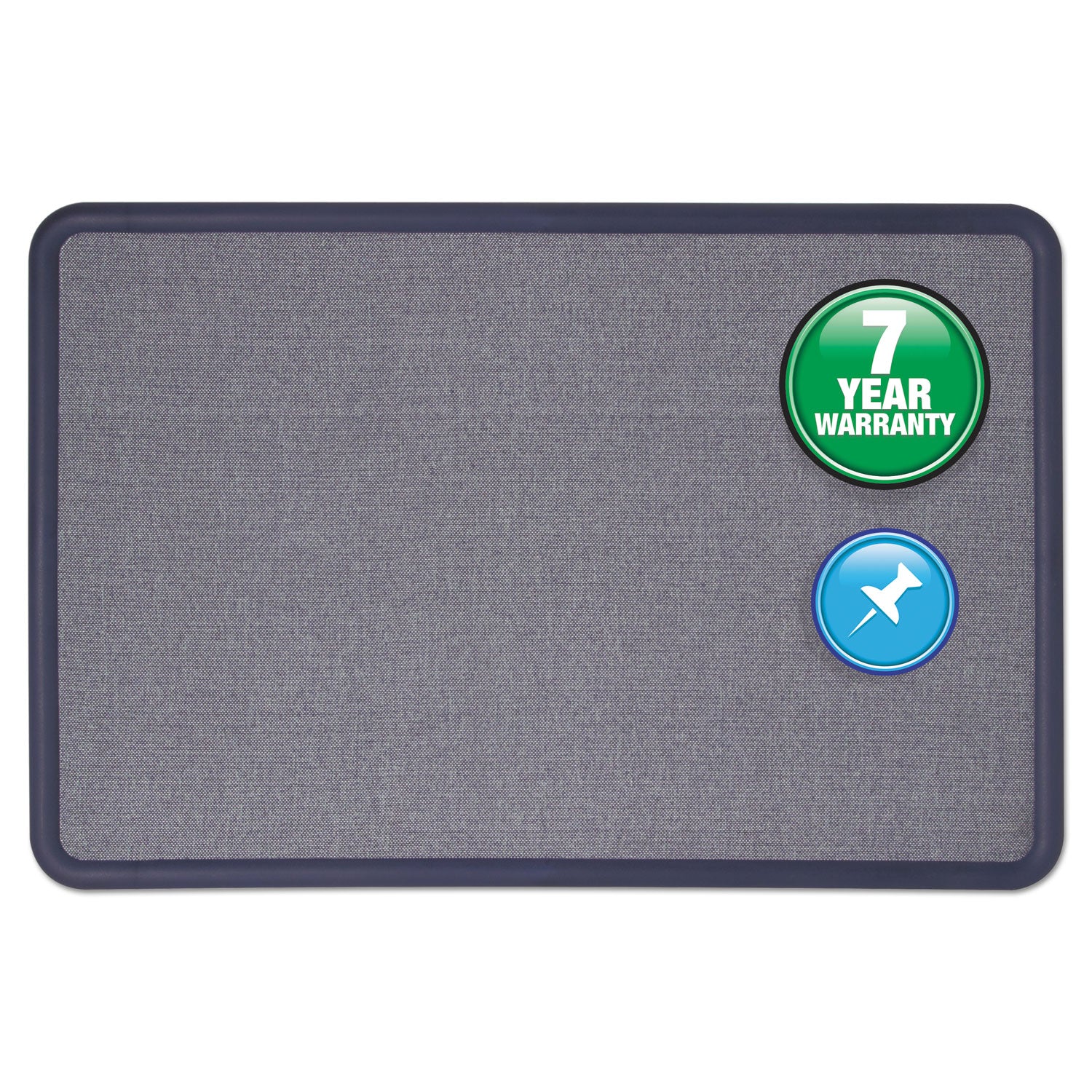 Quartet Contour Fabric Bulletin Board, 48 x 36, Light Blue, Plastic Navy Blue Frame