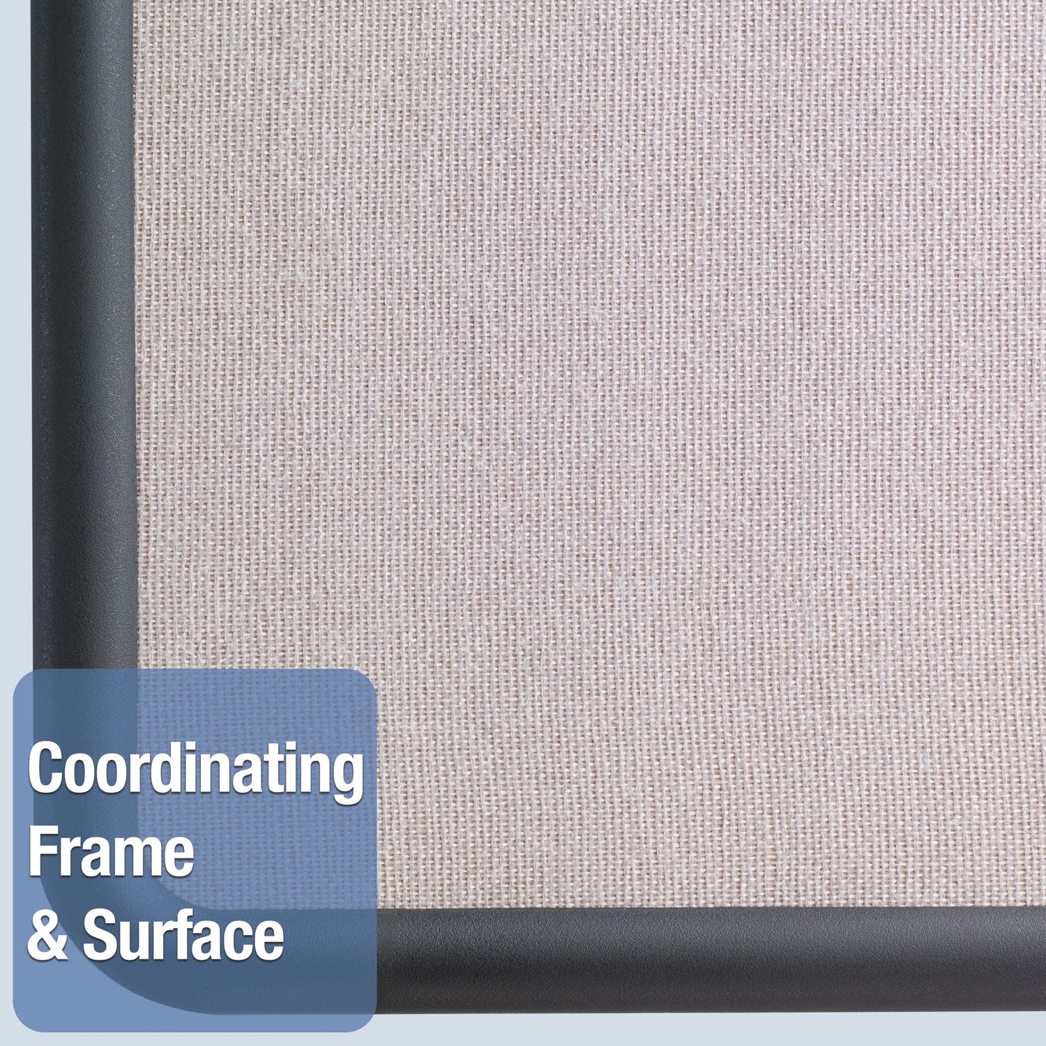 Quartet Contour Fabric Bulletin Board, 36 x 24, Gray Surface, Black Plastic Frame
