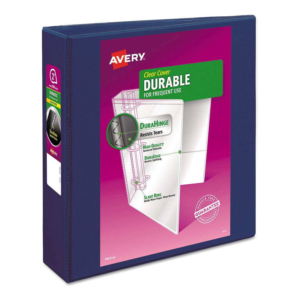 Avery Durable View Binder with DuraHinge and Slant Rings, 3 Rings, 2" Capacity, 11 x 8.5, Blue