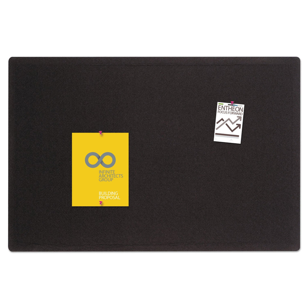 Quartet Oval Office Fabric Bulletin Board, 48 x 36, Black