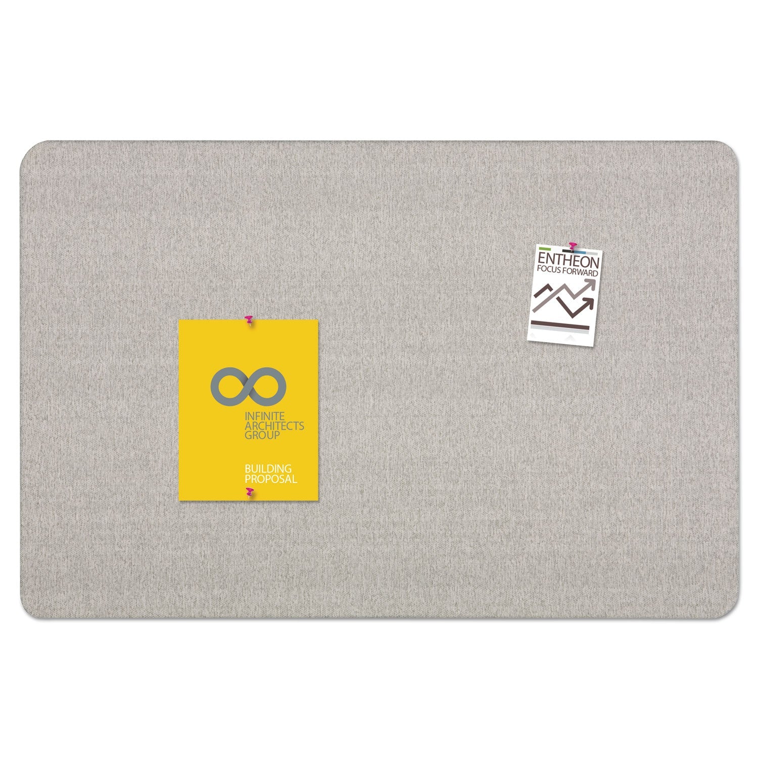 Quartet Oval Office Fabric Bulletin Board, 48 x 36, Gray