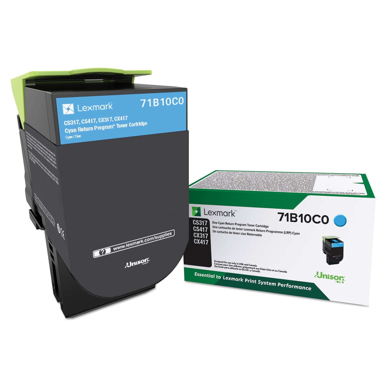 Lexmark 71B10C0 Unison Toner, 2,300 Page-Yield, Cyan