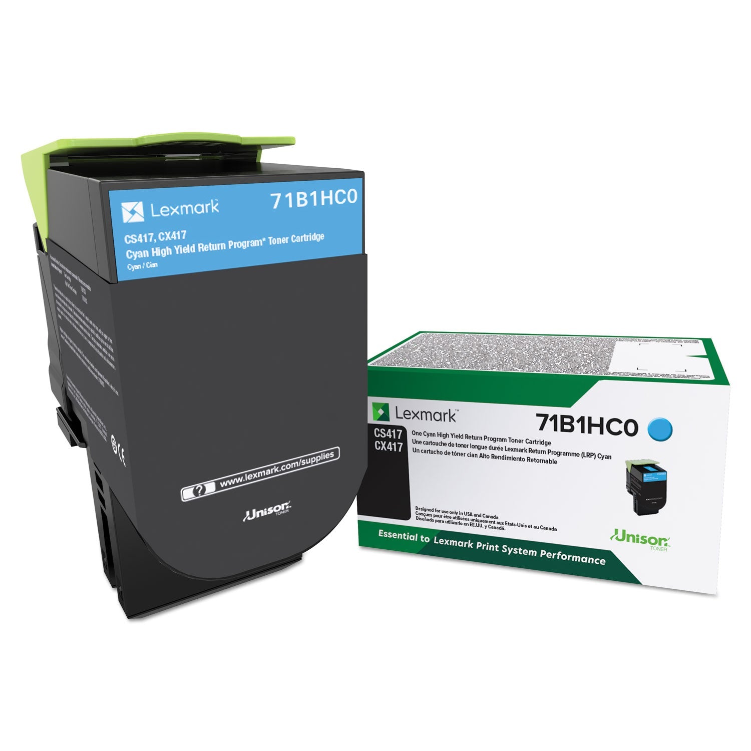 Lexmark 71B1HC0 Unison High-Yield Toner, 3,500 Page-Yield, Cyan