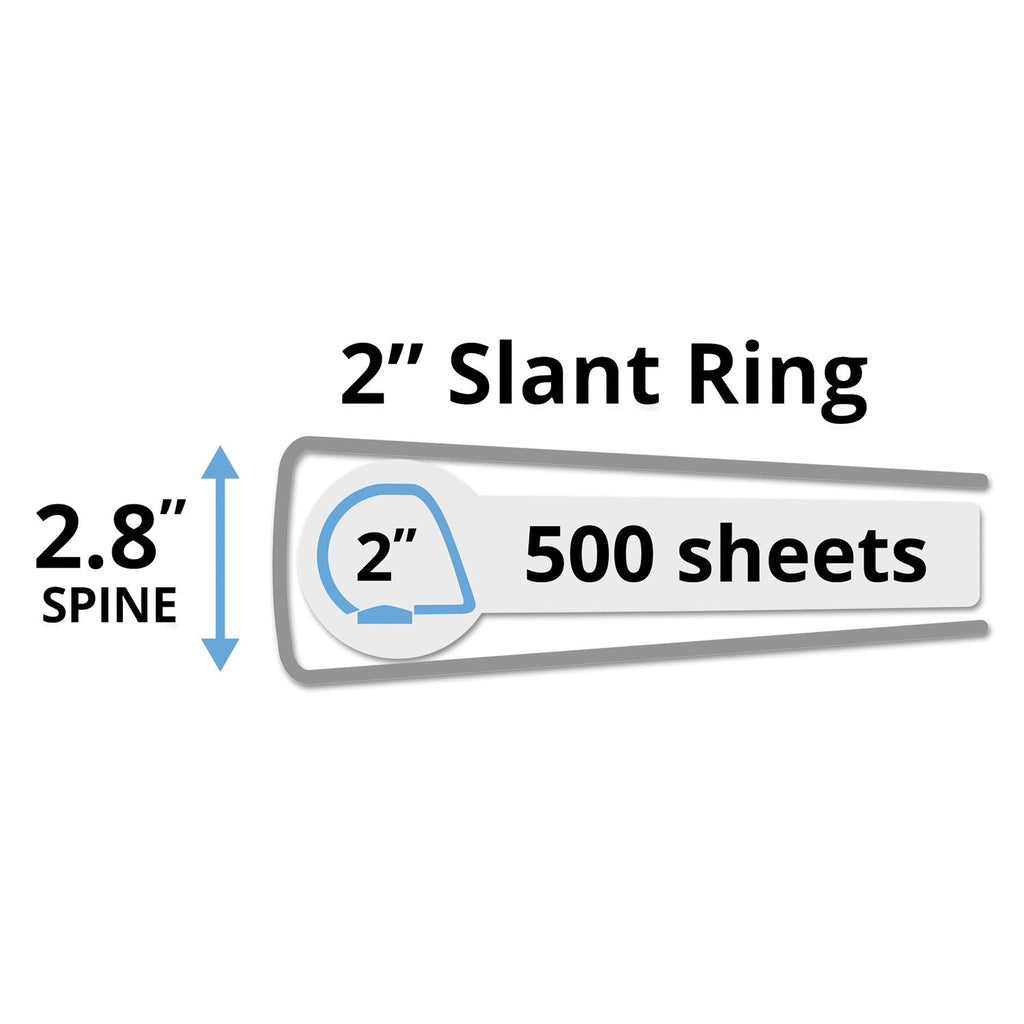 Avery Durable View Binder with DuraHinge and Slant Rings, 3 Rings, 2" Capacity, 11 x 8.5, White, 4/Pack