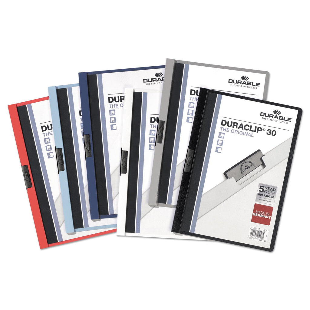 Durable DuraClip Report Cover, Clip Fastener, 8.5 x 11, Clear/Maroon, 25/Box
