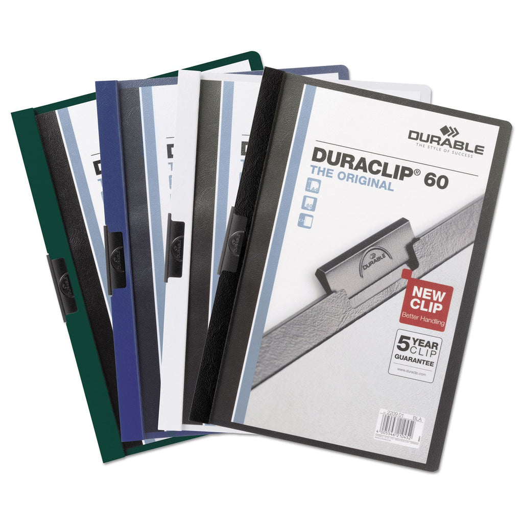 Durable DuraClip Report Cover, Clip Fastener, 8.5 x 11, Clear/Dark Blue, 25/Box
