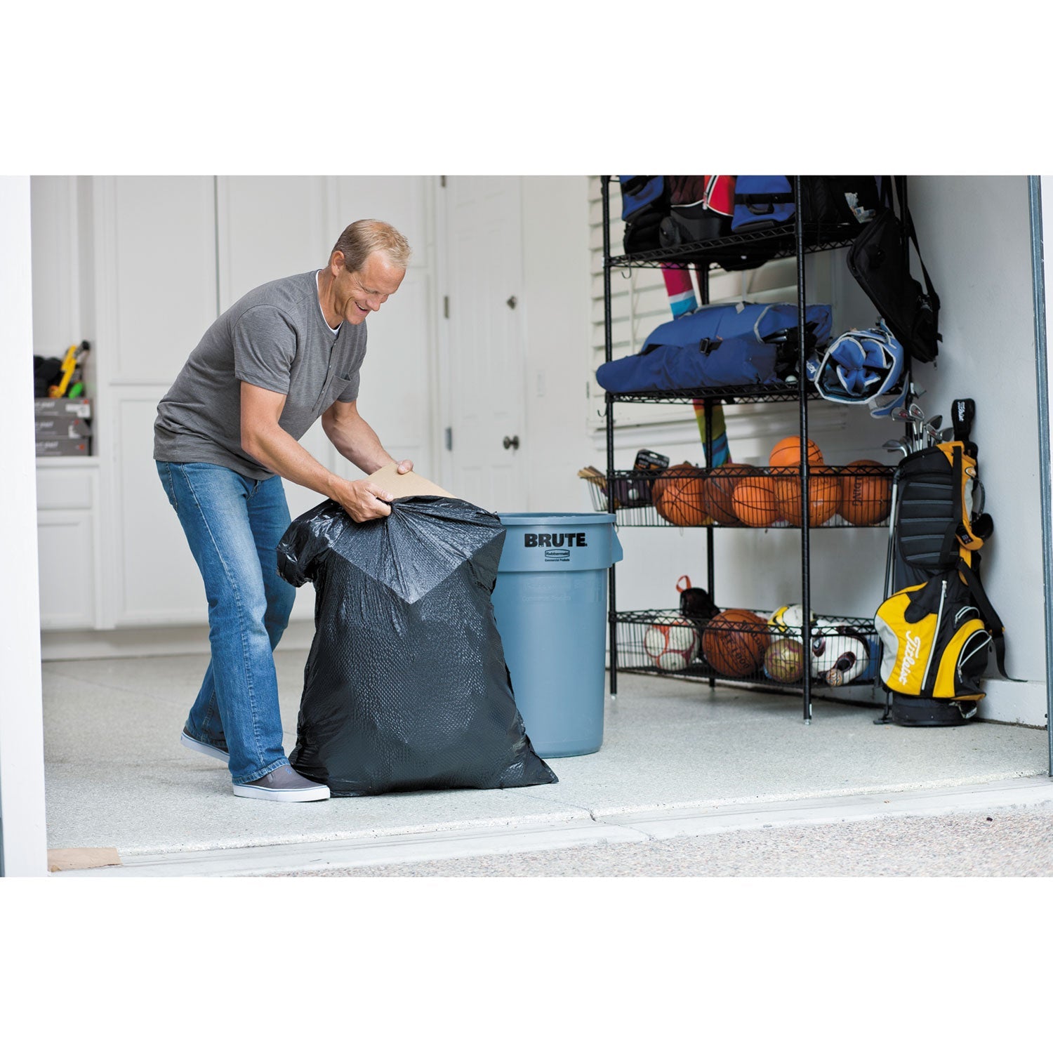Glad ForceFlexPlus Drawstring Large Trash Bags, 30 gal, 1.05 mil, 30" x 32", Black, 70/Box