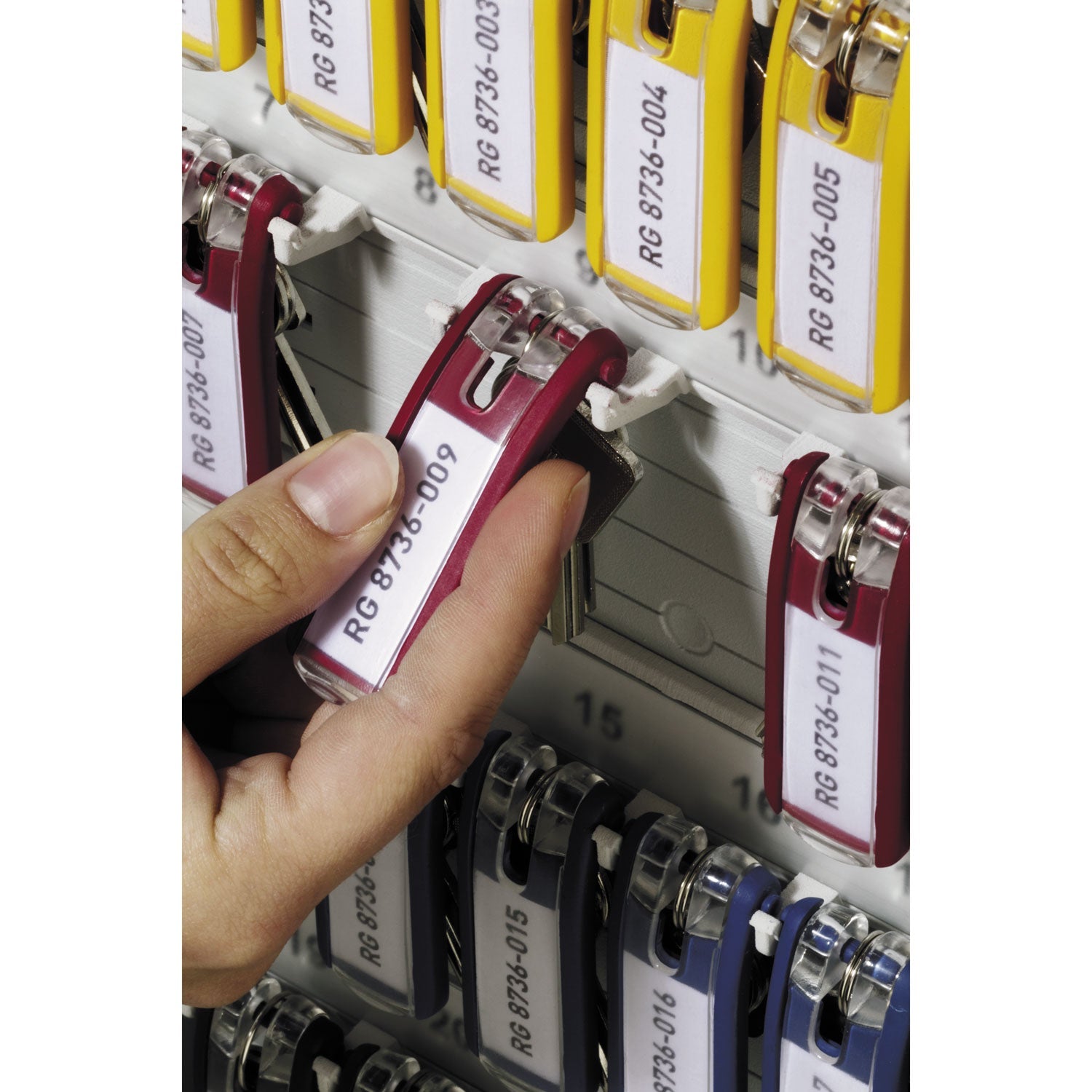Durable Locking Key Cabinet, 72-Key, Brushed Aluminum, Silver, 11.75 x 4.63 x 15.75