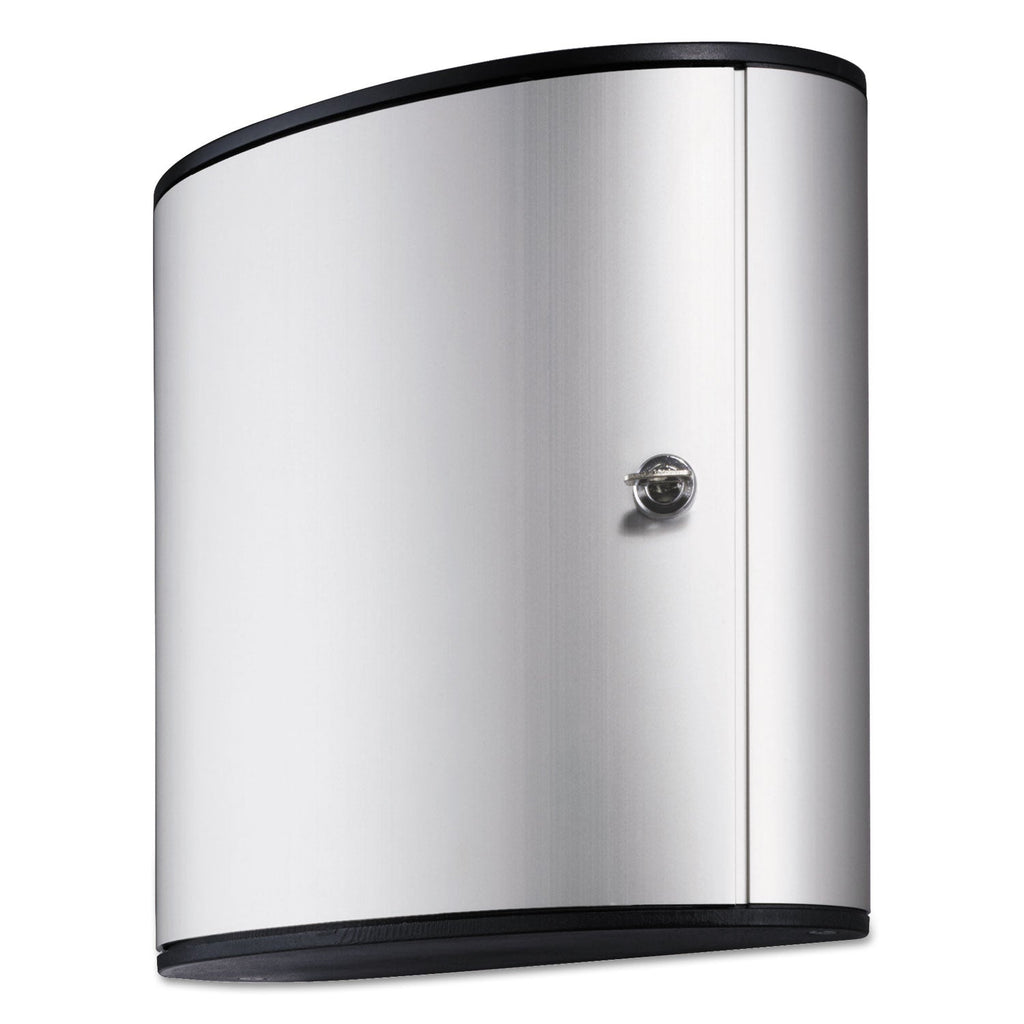 Durable Locking Key Cabinet, 36-Key, Brushed Aluminum, Silver, 11.75 x 4.63 x 11